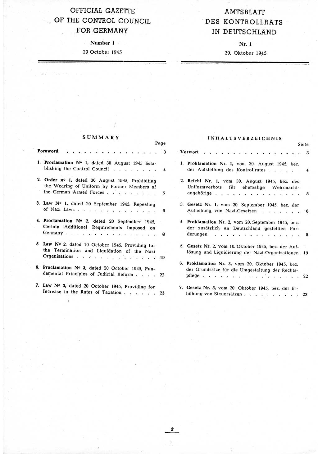 Amtsblatt des Kontrollrats (ABlKR) in Deutschland 1945, Seite 2/2 (ABlKR Dtl. 1945, S. 2/2)