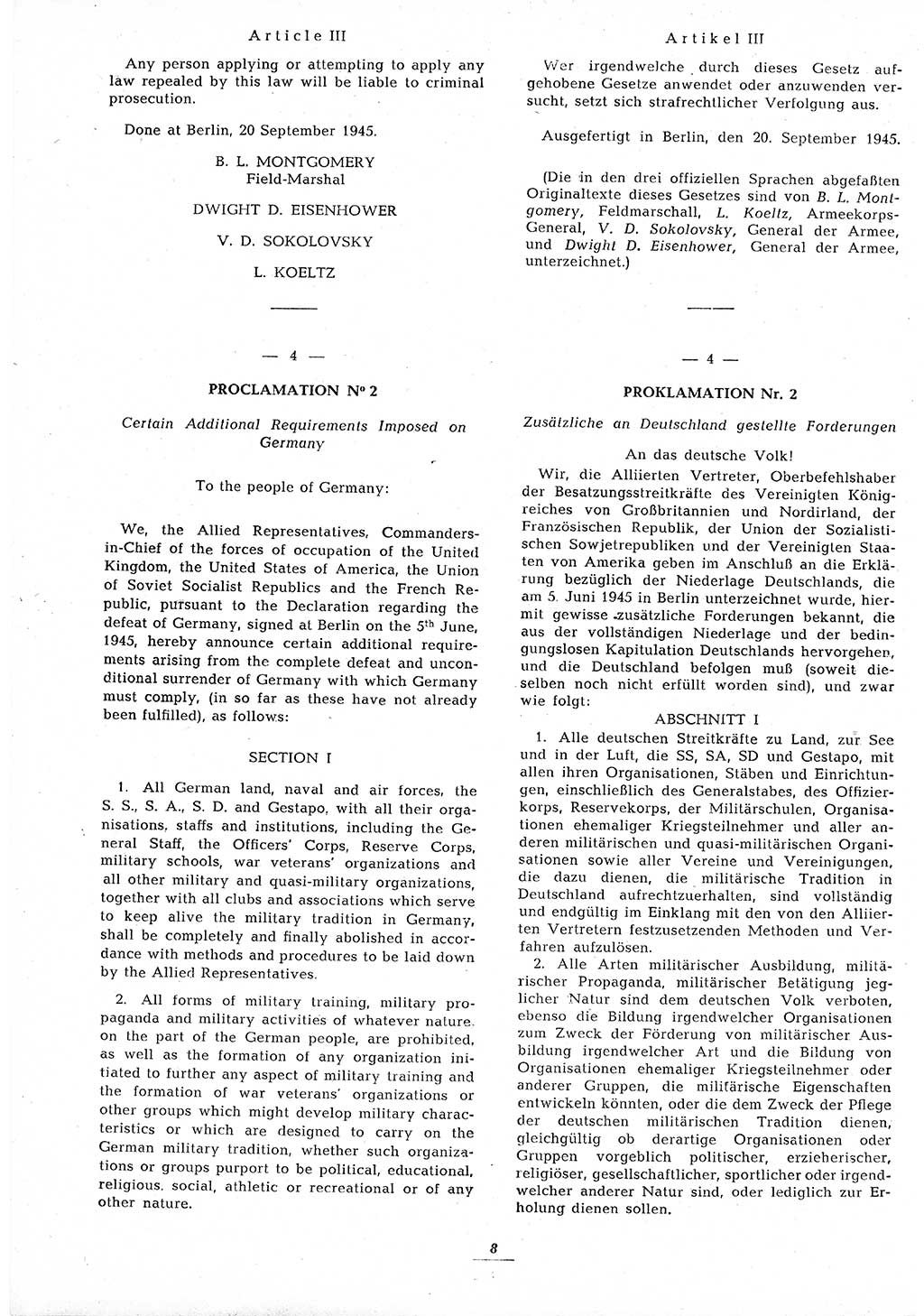 Amtsblatt des Kontrollrats (ABlKR) in Deutschland 1945, Seite 8/2 (ABlKR Dtl. 1945, S. 8/2)