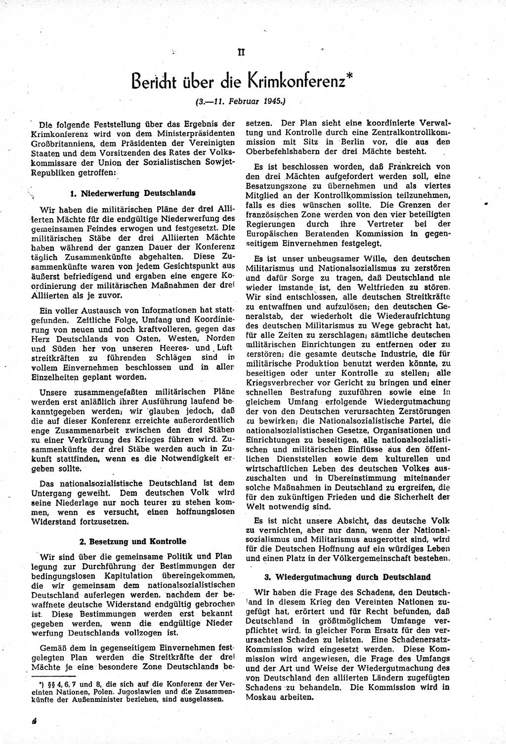 Amtsblatt des Kontrollrats (ABlKR) in Deutschland, Ergänzungsblatt Nr. 1, Sammlung von Urkunden betreffend die Errichtung der Alliierten Kontrollbehörde 1945, Seite 4 (ABlKR Dtl., Erg. Bl. 1 1945, S. 4)