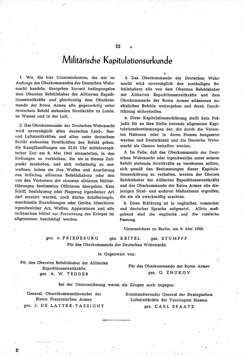 Amtsblatt des Kontrollrats (ABlKR) in Deutschland, Ergänzungsblatt Nr. 1, Sammlung von Urkunden betreffend die Errichtung der Alliierten Kontrollbehörde 1945, Seite 6 (ABlKR Dtl., Erg. Bl. 1 1945, S. 6)