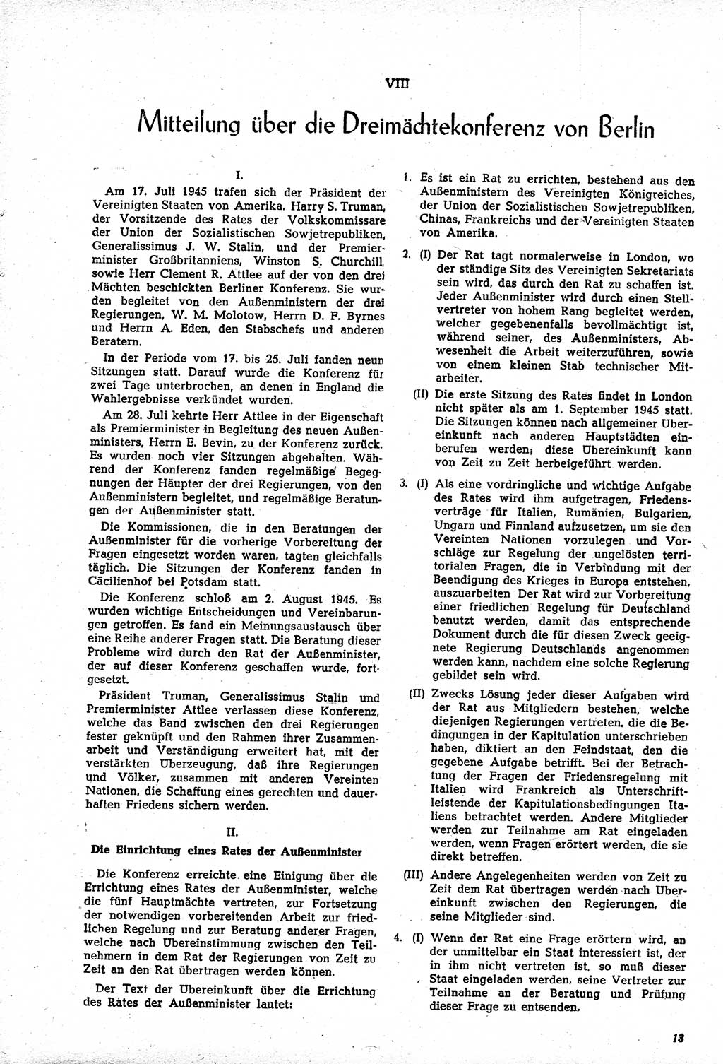 Amtsblatt des Kontrollrats (ABlKR) in Deutschland, Ergänzungsblatt Nr. 1, Sammlung von Urkunden betreffend die Errichtung der Alliierten Kontrollbehörde 1945, Seite 13 (ABlKR Dtl., Erg. Bl. 1 1945, S. 13)