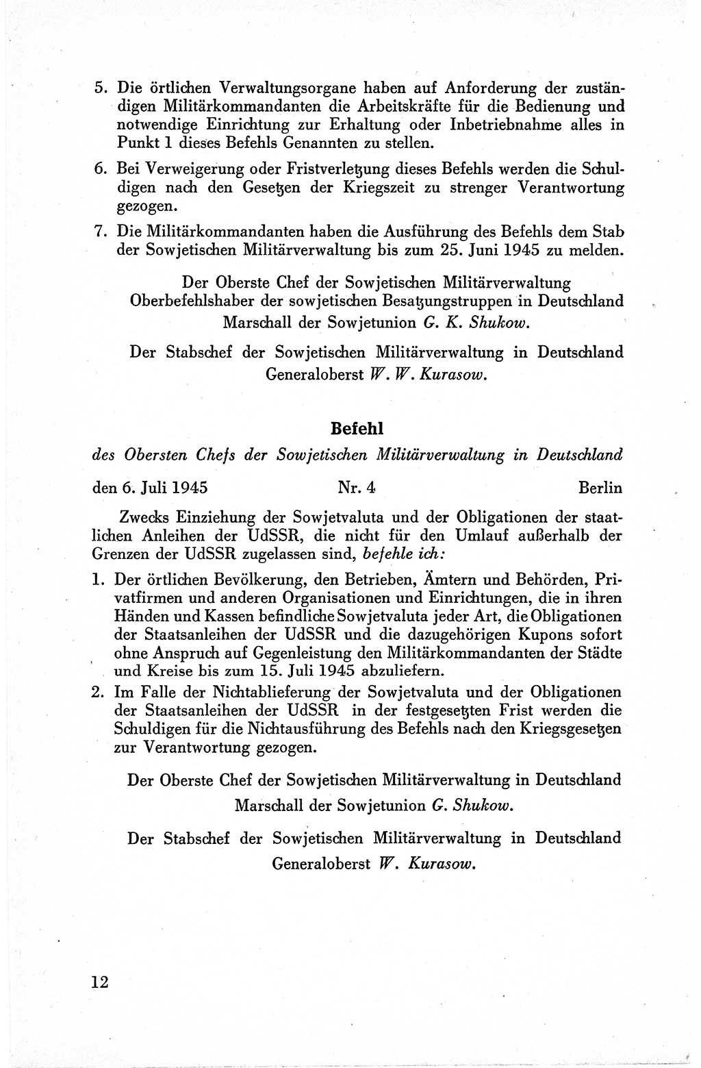 Befehle des Obersten Chefs der Sowjetischen Miltärverwaltung (SMV) in Deutschland - Aus dem Stab der Sowjetischen Militärverwaltung in Deutschland 1945, Seite 12 (Bef. SMV Dtl. 1945, S. 12)