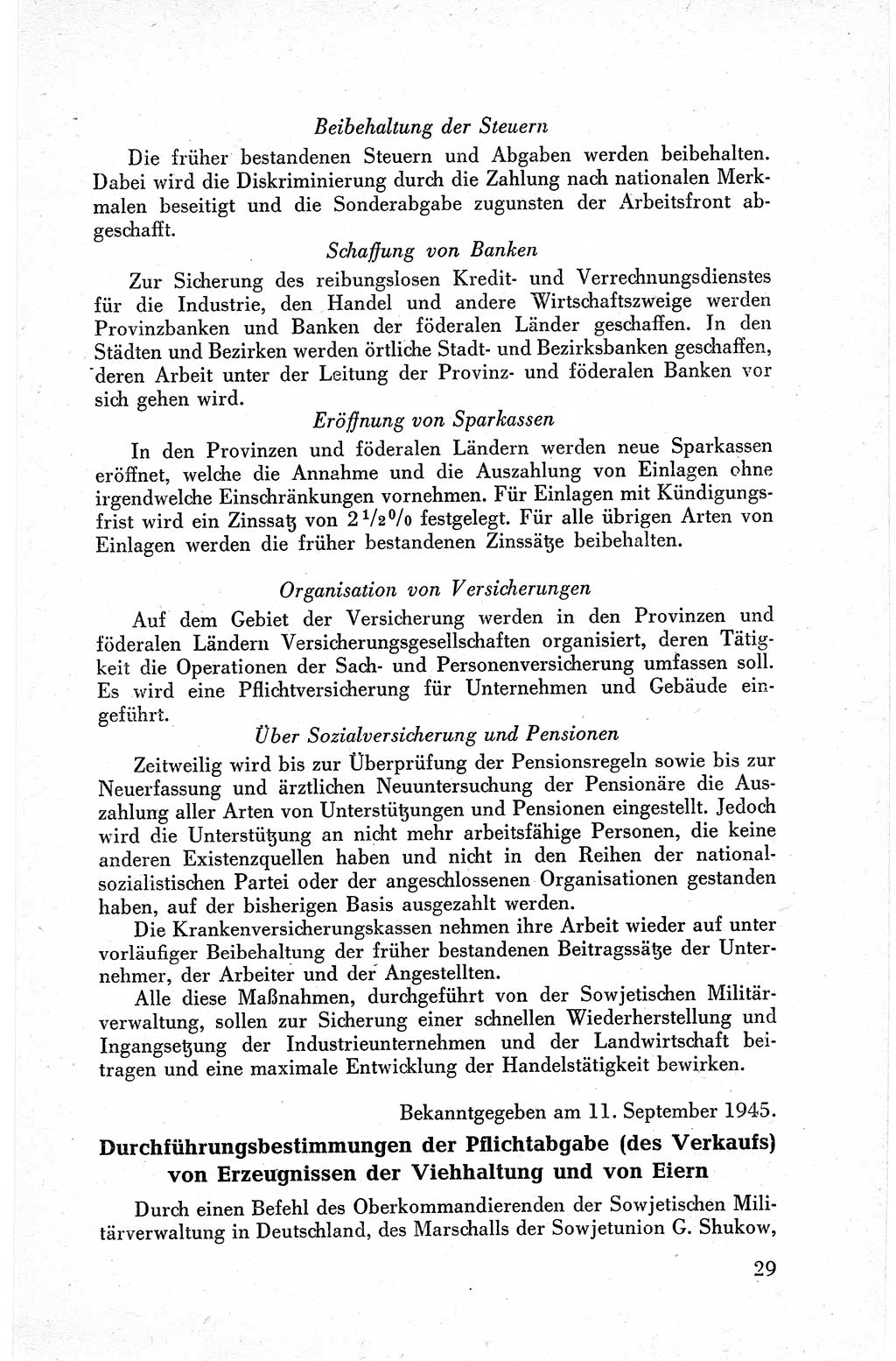 Befehle des Obersten Chefs der Sowjetischen Miltärverwaltung (SMV) in Deutschland - Aus dem Stab der Sowjetischen Militärverwaltung in Deutschland 1945, Seite 29 (Bef. SMV Dtl. 1945, S. 29)