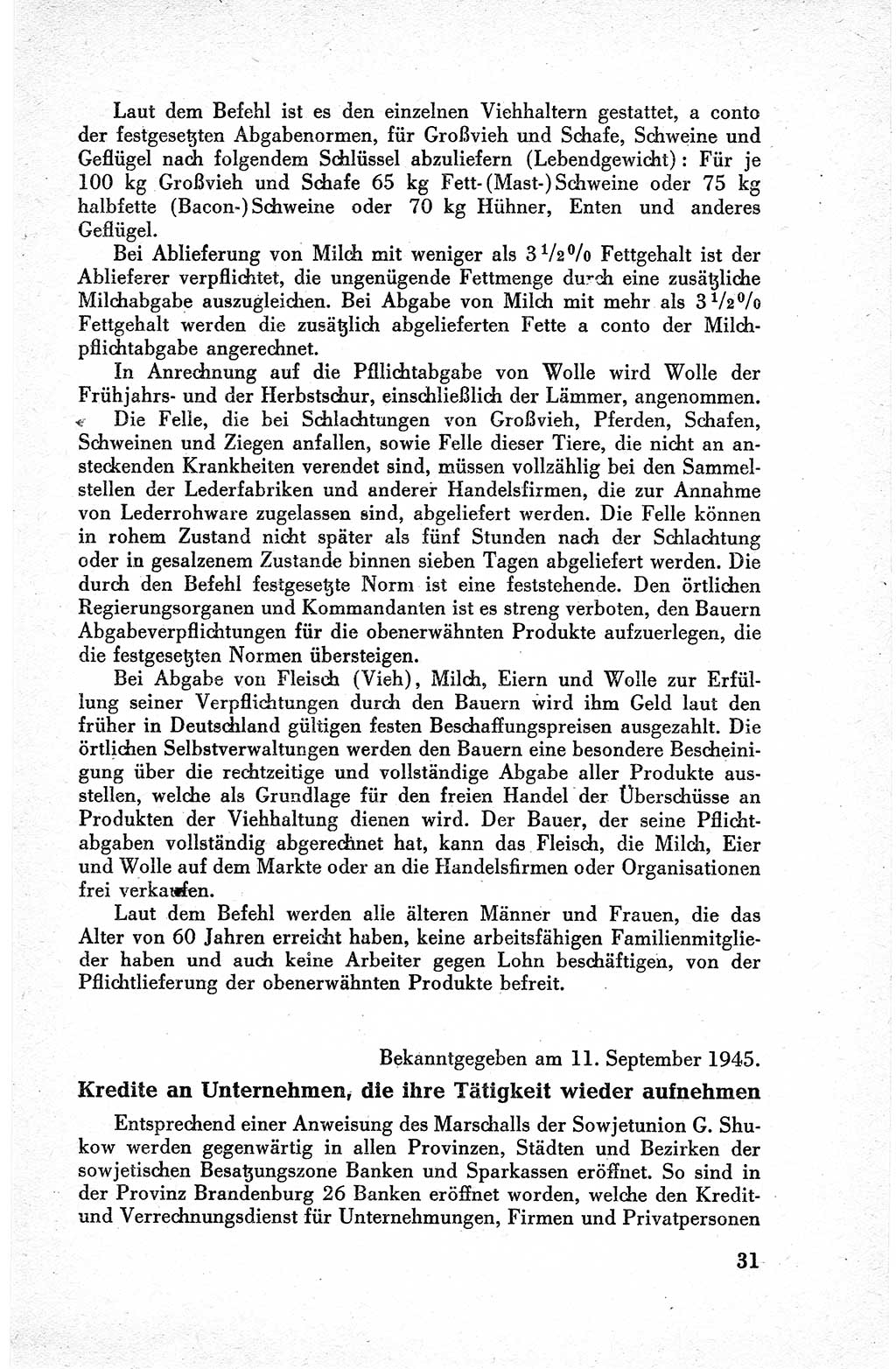 Befehle des Obersten Chefs der Sowjetischen Miltärverwaltung (SMV) in Deutschland - Aus dem Stab der Sowjetischen Militärverwaltung in Deutschland 1945, Seite 31 (Bef. SMV Dtl. 1945, S. 31)