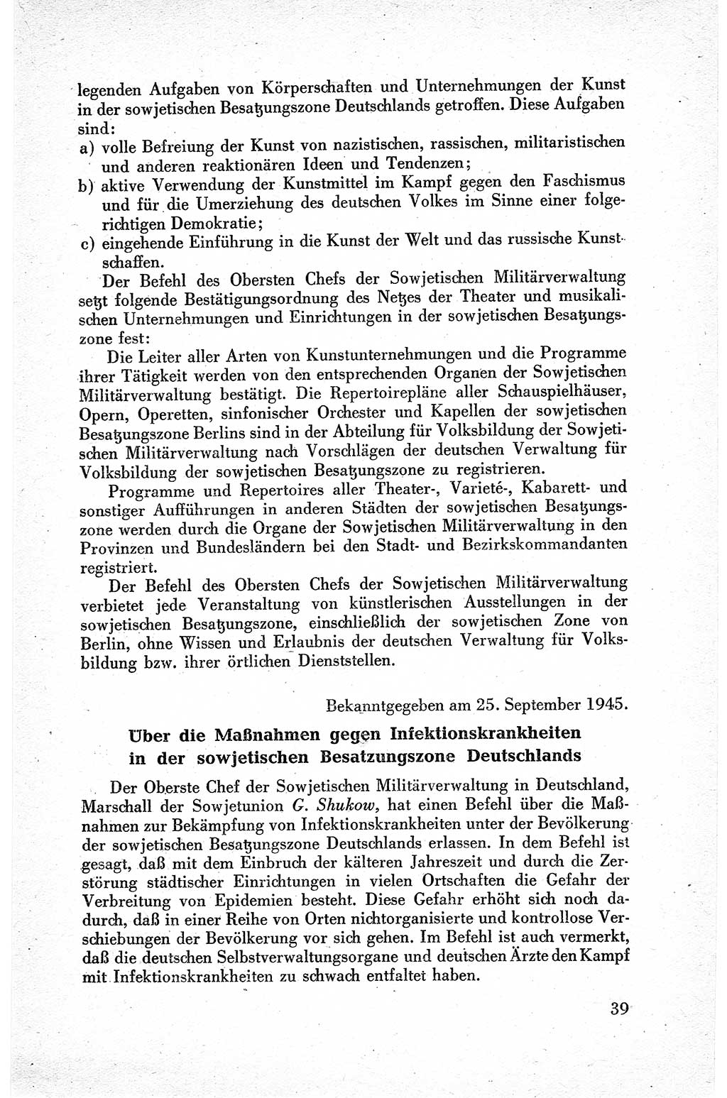 Befehle des Obersten Chefs der Sowjetischen Miltärverwaltung (SMV) in Deutschland - Aus dem Stab der Sowjetischen Militärverwaltung in Deutschland 1945, Seite 39 (Bef. SMV Dtl. 1945, S. 39)