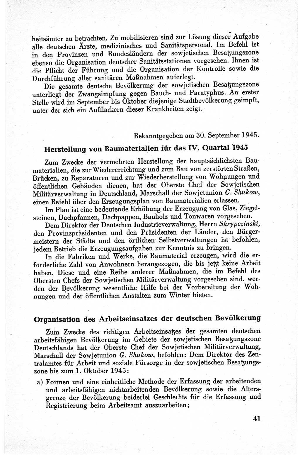 Befehle des Obersten Chefs der Sowjetischen Miltärverwaltung (SMV) in Deutschland - Aus dem Stab der Sowjetischen Militärverwaltung in Deutschland 1945, Seite 41 (Bef. SMV Dtl. 1945, S. 41)