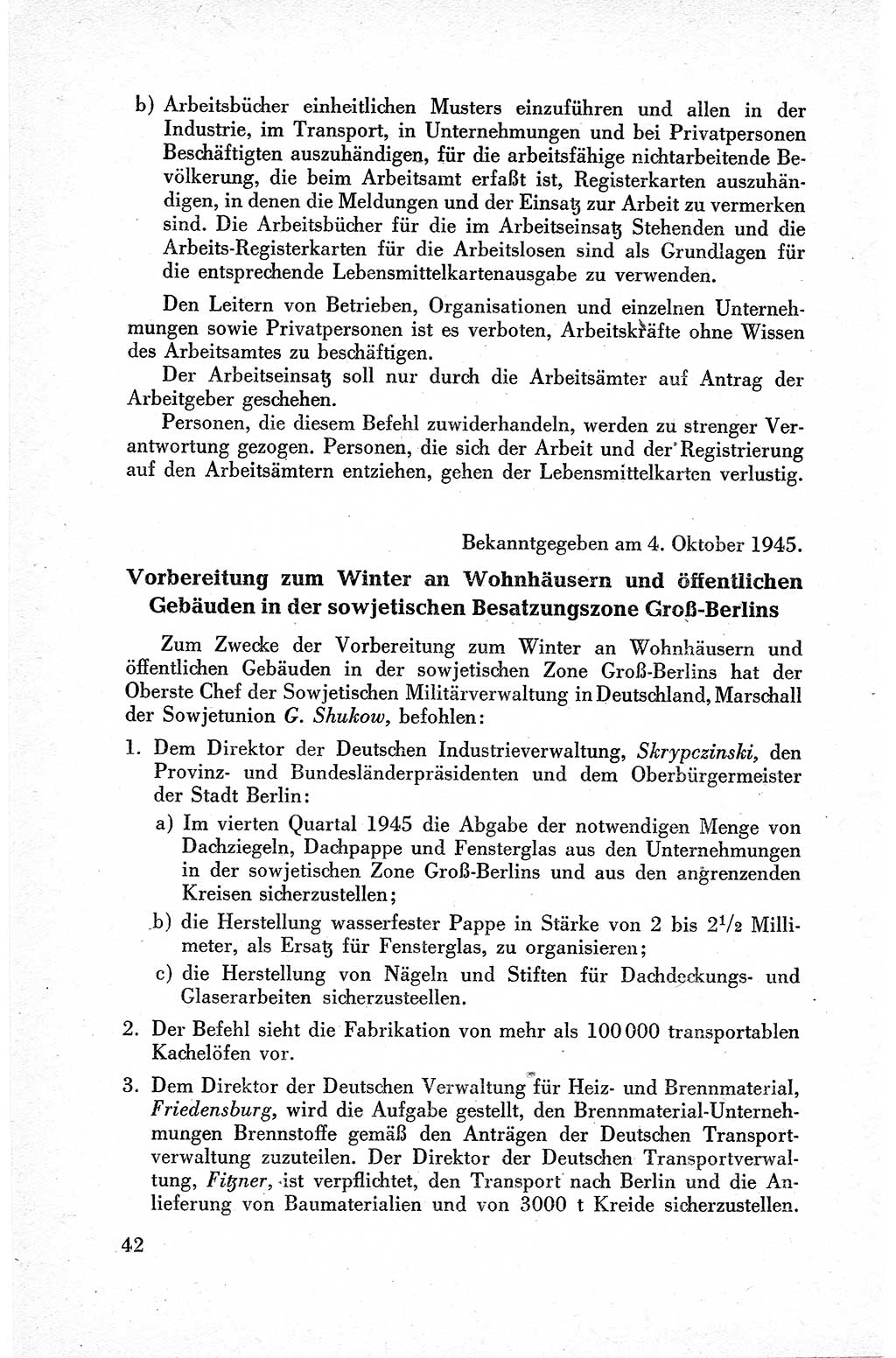 Befehle des Obersten Chefs der Sowjetischen Miltärverwaltung (SMV) in Deutschland - Aus dem Stab der Sowjetischen Militärverwaltung in Deutschland 1945, Seite 42 (Bef. SMV Dtl. 1945, S. 42)