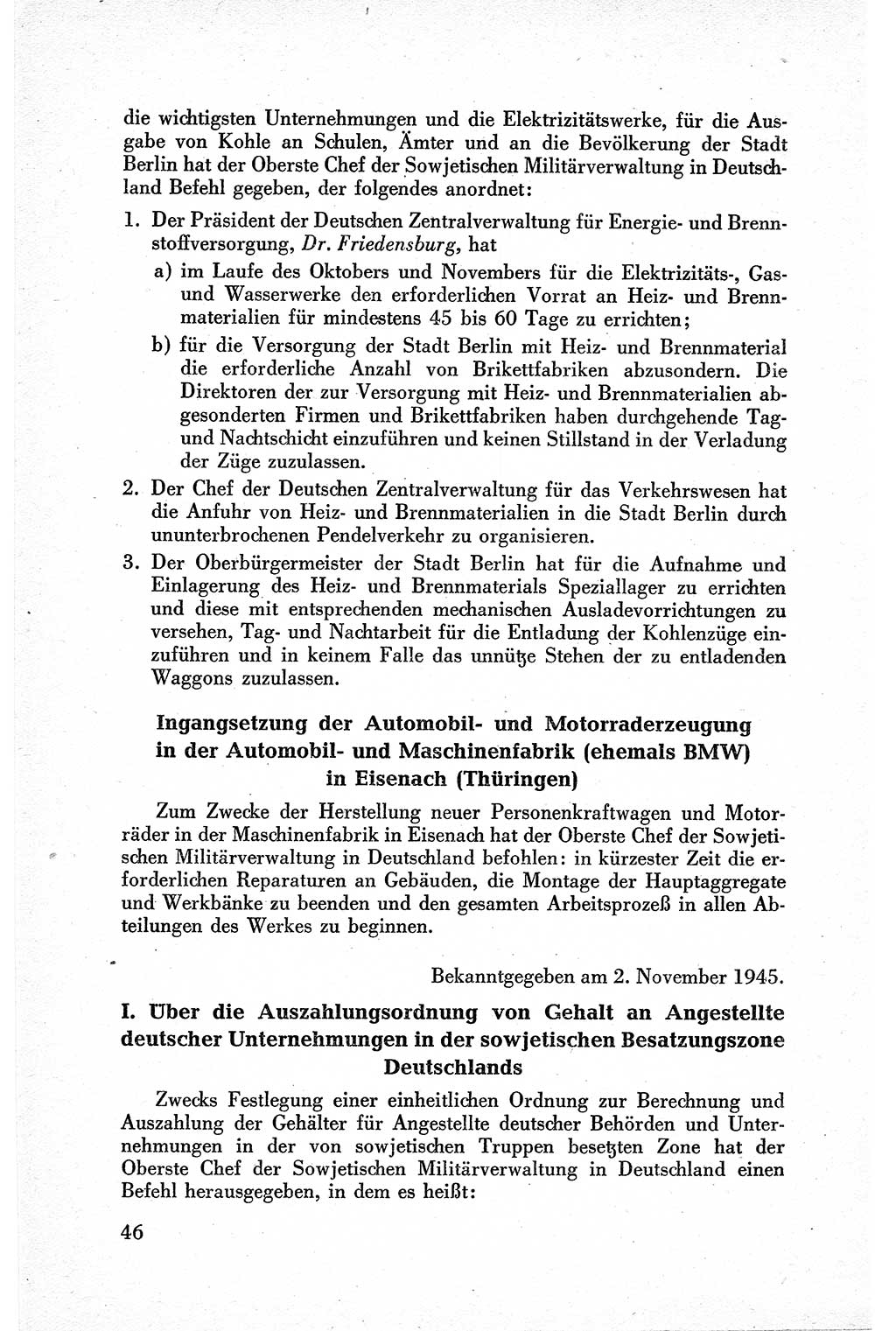 Befehle des Obersten Chefs der Sowjetischen Miltärverwaltung (SMV) in Deutschland - Aus dem Stab der Sowjetischen Militärverwaltung in Deutschland 1945, Seite 46 (Bef. SMV Dtl. 1945, S. 46)