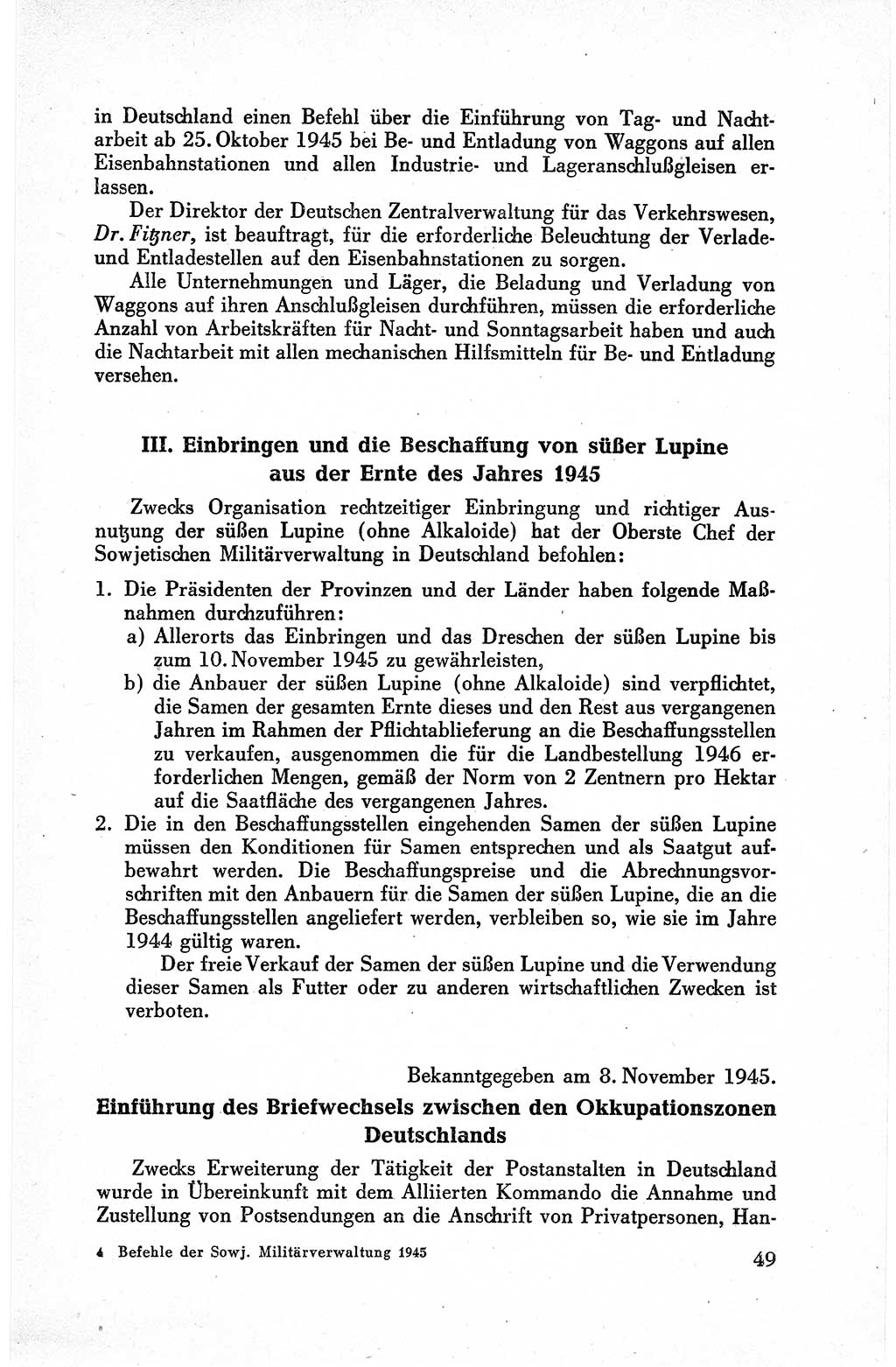 Befehle des Obersten Chefs der Sowjetischen Miltärverwaltung (SMV) in Deutschland - Aus dem Stab der Sowjetischen Militärverwaltung in Deutschland 1945, Seite 49 (Bef. SMV Dtl. 1945, S. 49)