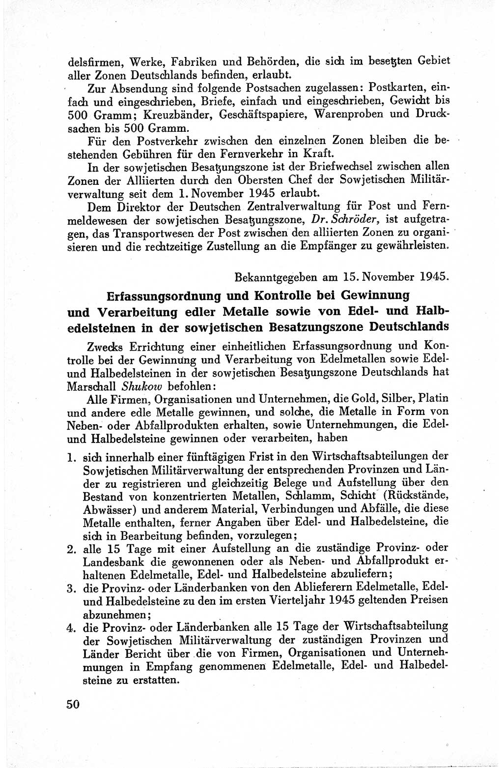 Befehle des Obersten Chefs der Sowjetischen Miltärverwaltung (SMV) in Deutschland - Aus dem Stab der Sowjetischen Militärverwaltung in Deutschland 1945, Seite 50 (Bef. SMV Dtl. 1945, S. 50)