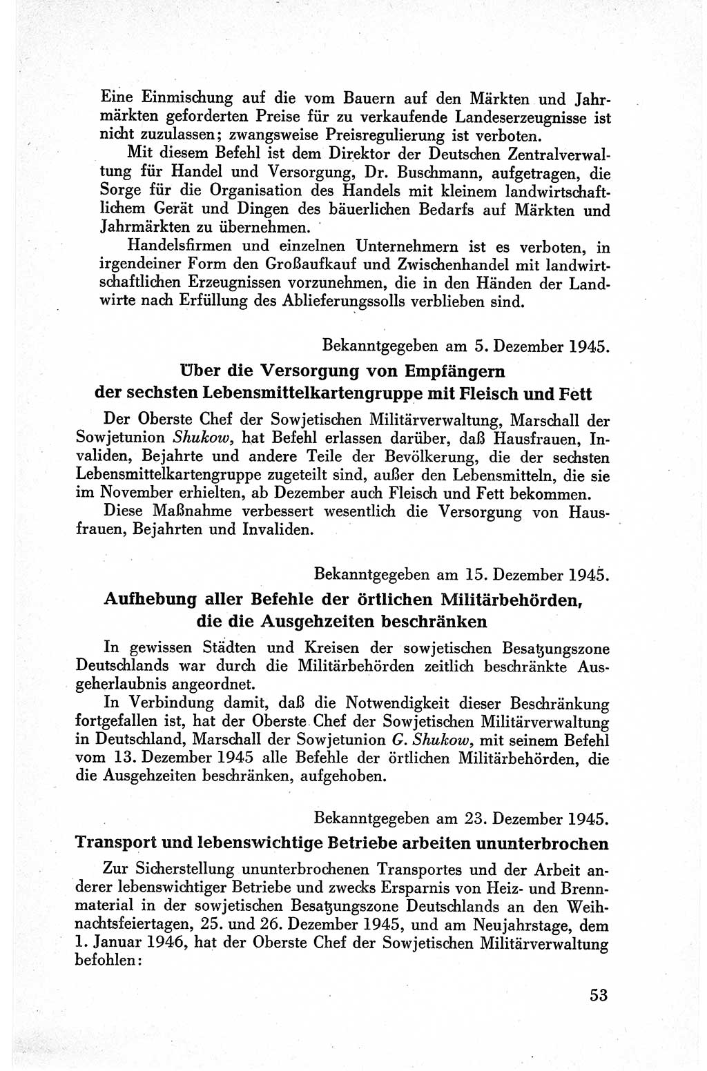 Befehle des Obersten Chefs der Sowjetischen Miltärverwaltung (SMV) in Deutschland - Aus dem Stab der Sowjetischen Militärverwaltung in Deutschland 1945, Seite 53 (Bef. SMV Dtl. 1945, S. 53)