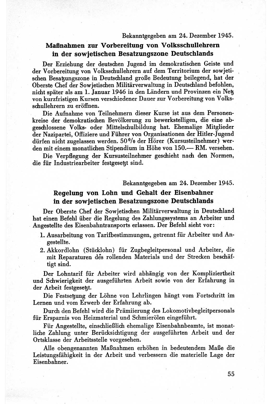 Befehle des Obersten Chefs der Sowjetischen Miltärverwaltung (SMV) in Deutschland - Aus dem Stab der Sowjetischen Militärverwaltung in Deutschland 1945, Seite 55 (Bef. SMV Dtl. 1945, S. 55)