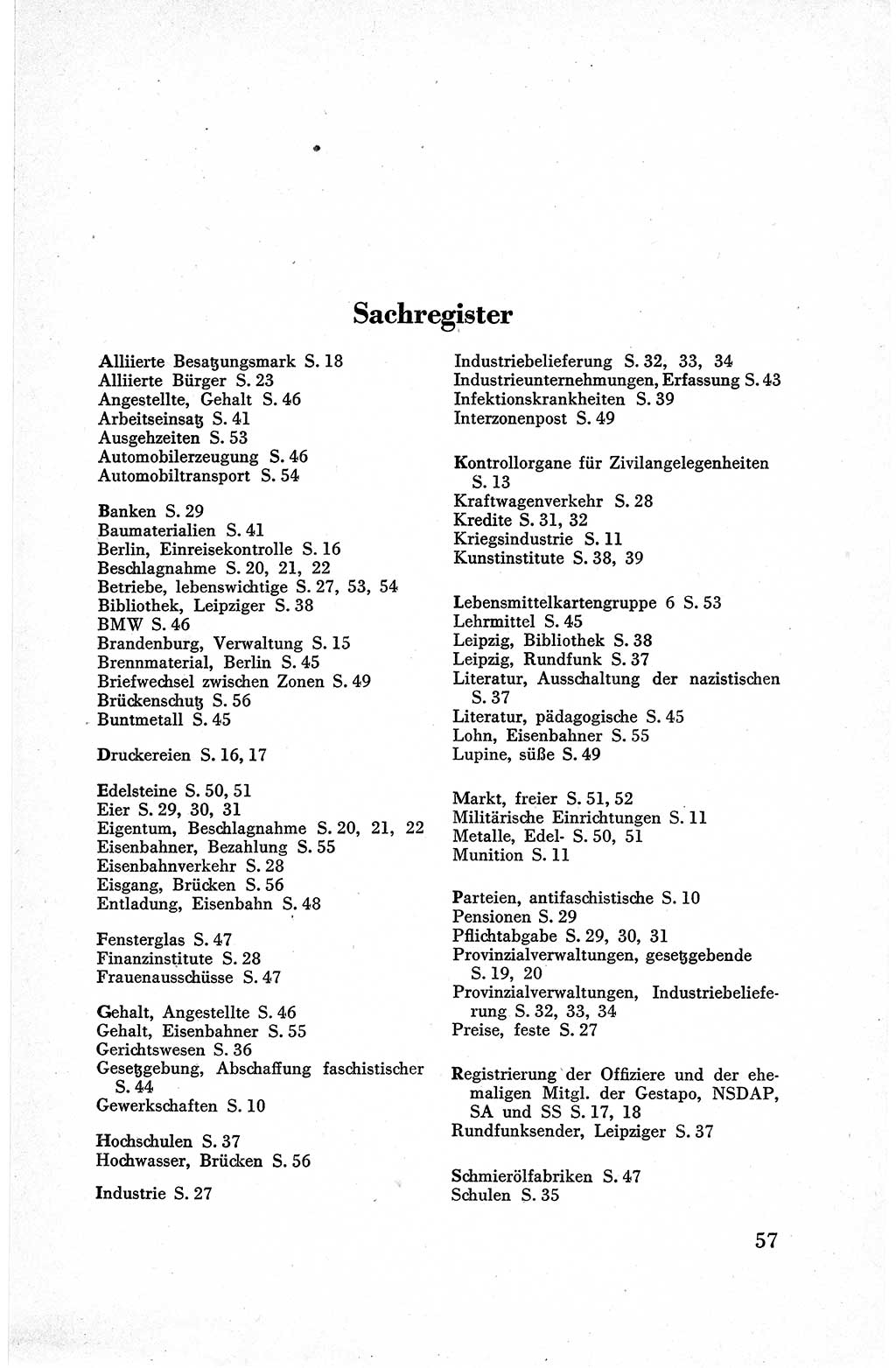 Befehle des Obersten Chefs der Sowjetischen Miltärverwaltung (SMV) in Deutschland - Aus dem Stab der Sowjetischen Militärverwaltung in Deutschland 1945, Seite 57 (Bef. SMV Dtl. 1945, S. 57)