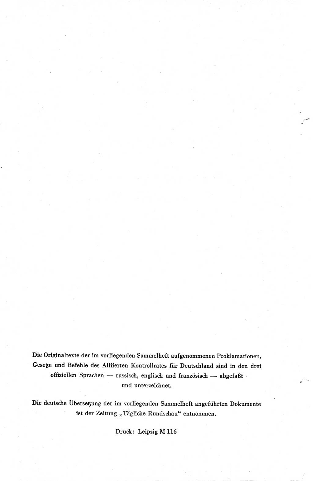 Die Berliner Konferenz der Drei Mächte - Der Alliierte Kontrollrat für Deutschland - Die Alliierte Kommandantur der Stadt Berlin, Kommuniqués, Deklarationen, Proklamationen, Gesetze, Befehle, Sammelheft 1 1945, Seite 2 (AKR Dtl., All. Kdtr. Bln., 1945, S. 2)
