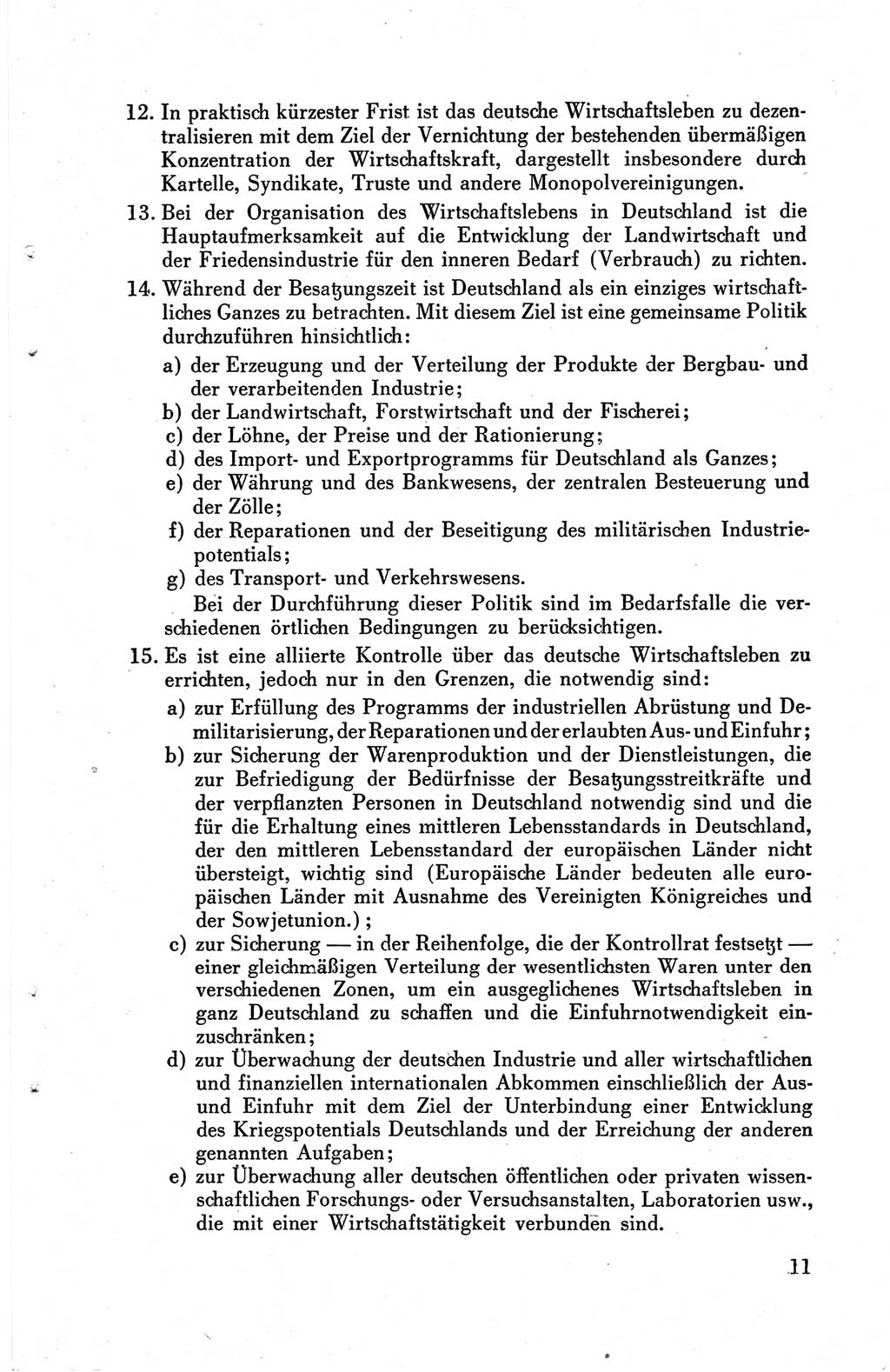 Die Berliner Konferenz der Drei Mächte - Der Alliierte Kontrollrat für Deutschland - Die Alliierte Kommandantur der Stadt Berlin, Kommuniqués, Deklarationen, Proklamationen, Gesetze, Befehle, Sammelheft 1 1945, Seite 11 (AKR Dtl., All. Kdtr. Bln., 1945, S. 11)