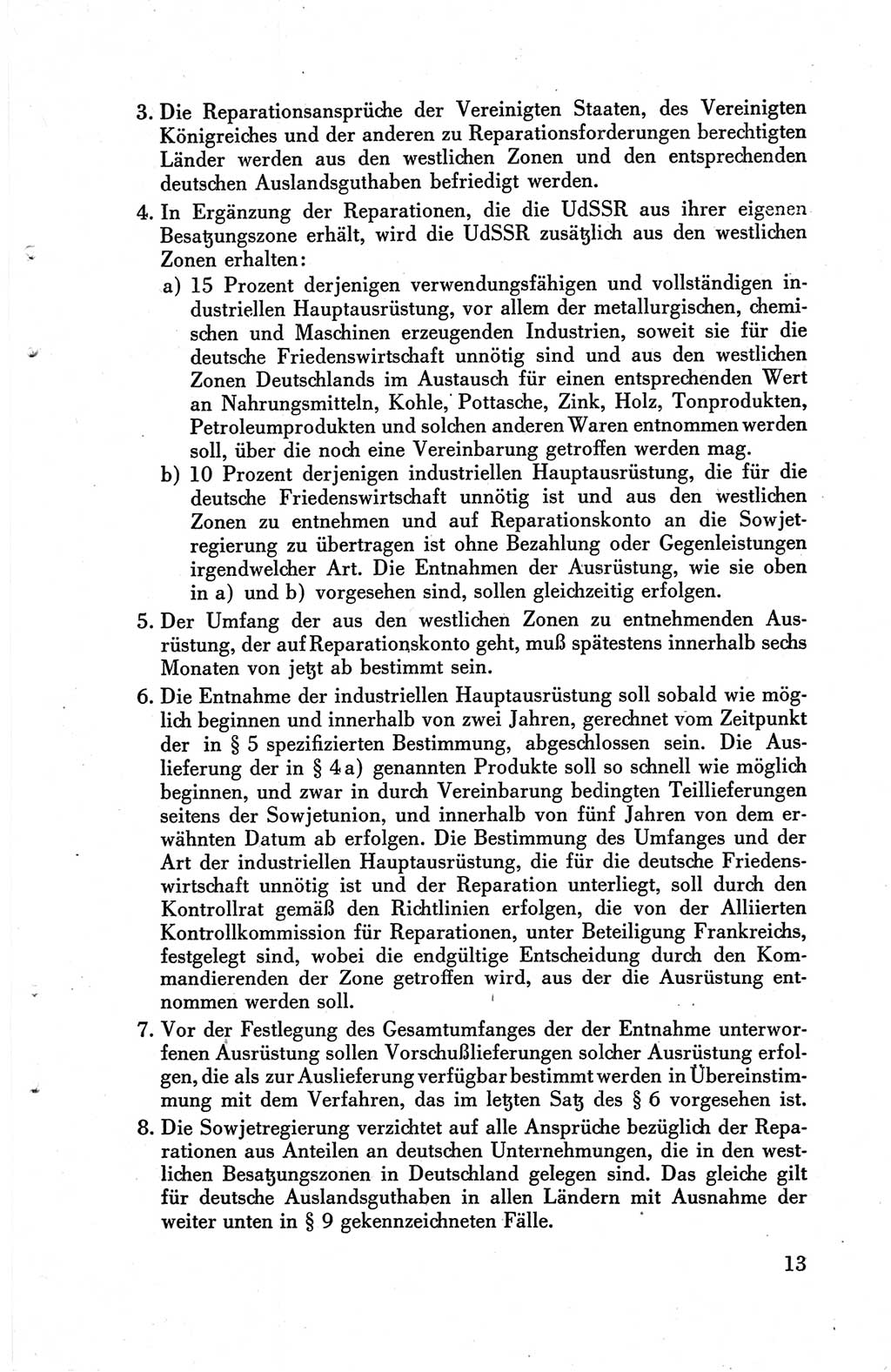 Die Berliner Konferenz der Drei Mächte - Der Alliierte Kontrollrat für Deutschland - Die Alliierte Kommandantur der Stadt Berlin, Kommuniqués, Deklarationen, Proklamationen, Gesetze, Befehle, Sammelheft 1 1945, Seite 13 (AKR Dtl., All. Kdtr. Bln., 1945, S. 13)