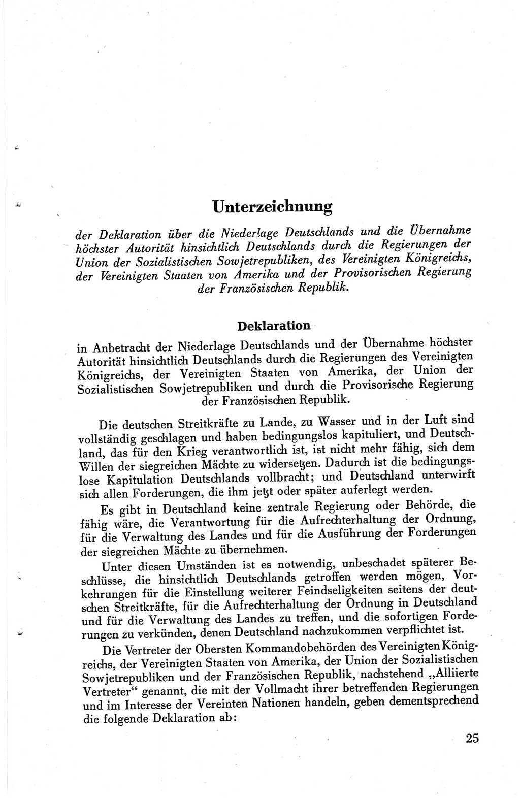 Die Berliner Konferenz der Drei Mächte - Der Alliierte Kontrollrat für Deutschland - Die Alliierte Kommandantur der Stadt Berlin, Kommuniqués, Deklarationen, Proklamationen, Gesetze, Befehle, Sammelheft 1 1945, Seite 25 (AKR Dtl., All. Kdtr. Bln., 1945, S. 25)