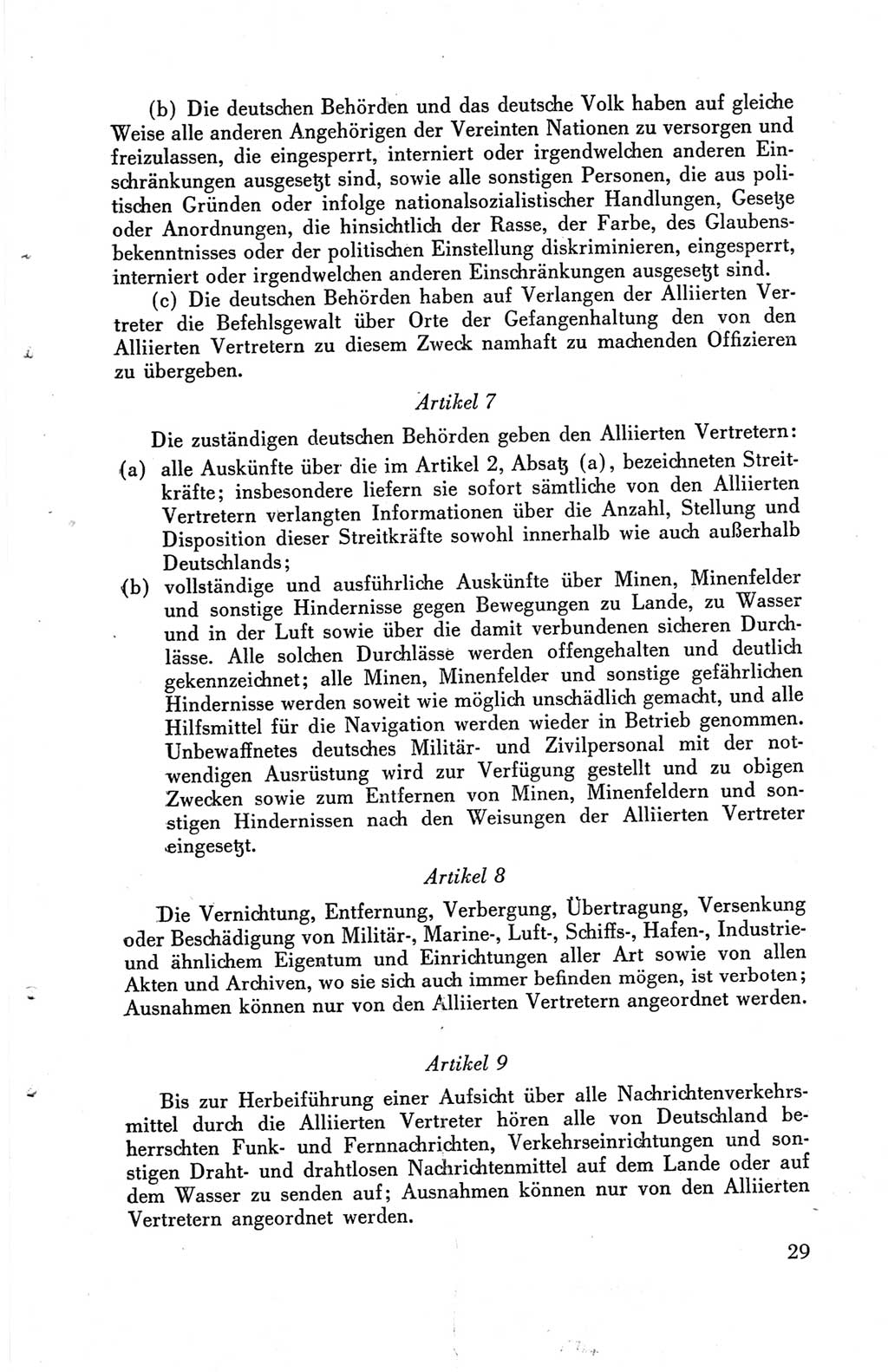 Die Berliner Konferenz der Drei Mächte - Der Alliierte Kontrollrat für Deutschland - Die Alliierte Kommandantur der Stadt Berlin, Kommuniqués, Deklarationen, Proklamationen, Gesetze, Befehle, Sammelheft 1 1945, Seite 29 (AKR Dtl., All. Kdtr. Bln., 1945, S. 29)