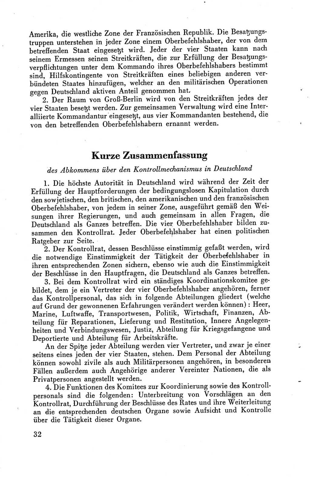 Die Berliner Konferenz der Drei Mächte - Der Alliierte Kontrollrat für Deutschland - Die Alliierte Kommandantur der Stadt Berlin, Kommuniqués, Deklarationen, Proklamationen, Gesetze, Befehle, Sammelheft 1 1945, Seite 32 (AKR Dtl., All. Kdtr. Bln., 1945, S. 32)