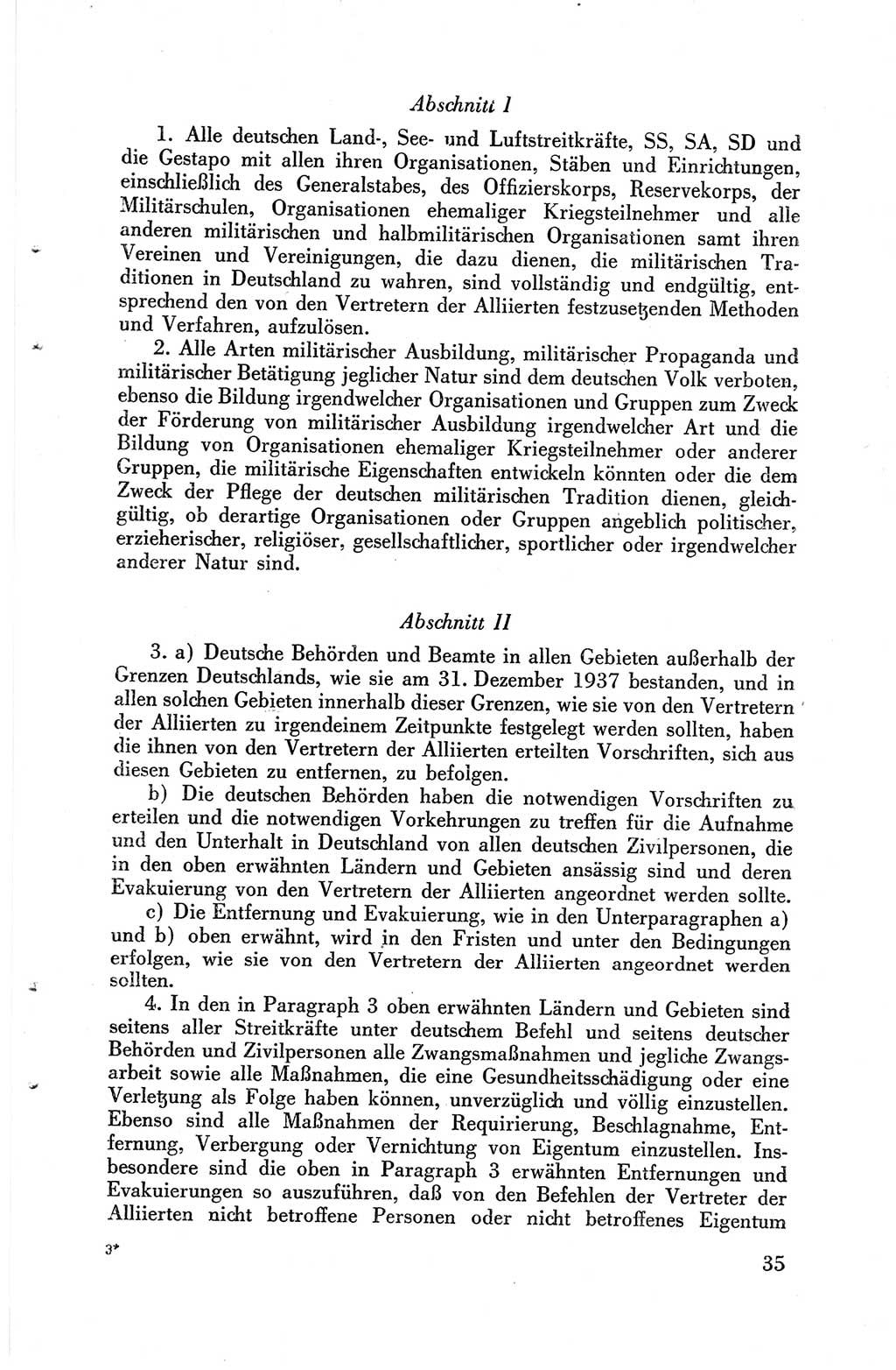 Die Berliner Konferenz der Drei Mächte - Der Alliierte Kontrollrat für Deutschland - Die Alliierte Kommandantur der Stadt Berlin, Kommuniqués, Deklarationen, Proklamationen, Gesetze, Befehle, Sammelheft 1 1945, Seite 35 (AKR Dtl., All. Kdtr. Bln., 1945, S. 35)