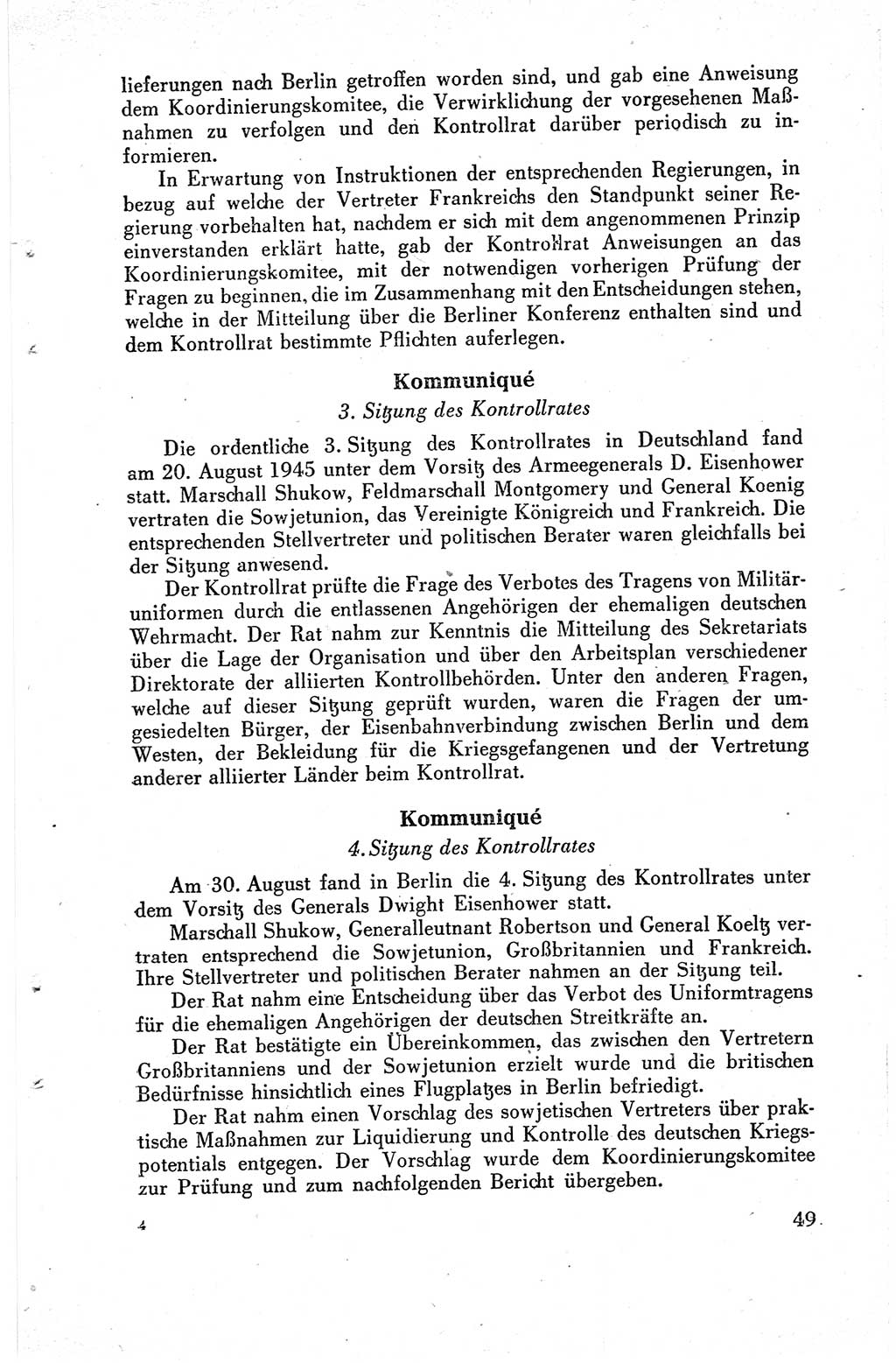 Die Berliner Konferenz der Drei Mächte - Der Alliierte Kontrollrat für Deutschland - Die Alliierte Kommandantur der Stadt Berlin, Kommuniqués, Deklarationen, Proklamationen, Gesetze, Befehle, Sammelheft 1 1945, Seite 49 (AKR Dtl., All. Kdtr. Bln., 1945, S. 49)