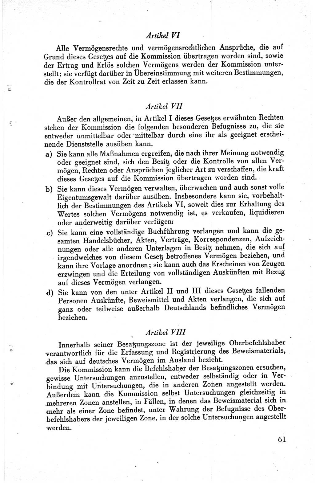 Die Berliner Konferenz der Drei Mächte - Der Alliierte Kontrollrat für Deutschland - Die Alliierte Kommandantur der Stadt Berlin, Kommuniqués, Deklarationen, Proklamationen, Gesetze, Befehle, Sammelheft 1 1945, Seite 61 (AKR Dtl., All. Kdtr. Bln., 1945, S. 61)
