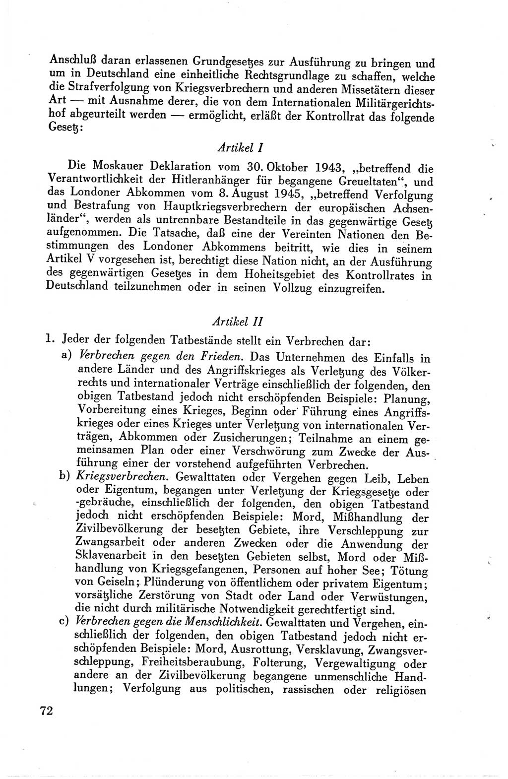 Die Berliner Konferenz der Drei Mächte - Der Alliierte Kontrollrat für Deutschland - Die Alliierte Kommandantur der Stadt Berlin, Kommuniqués, Deklarationen, Proklamationen, Gesetze, Befehle, Sammelheft 1 1945, Seite 72 (AKR Dtl., All. Kdtr. Bln., 1945, S. 72)