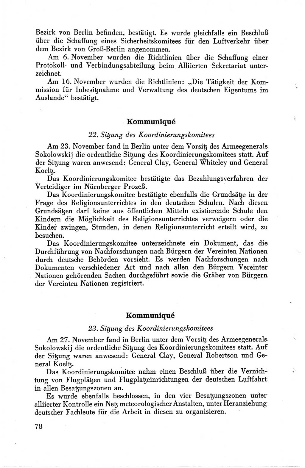 Die Berliner Konferenz der Drei Mächte - Der Alliierte Kontrollrat für Deutschland - Die Alliierte Kommandantur der Stadt Berlin, Kommuniqués, Deklarationen, Proklamationen, Gesetze, Befehle, Sammelheft 1 1945, Seite 78 (AKR Dtl., All. Kdtr. Bln., 1945, S. 78)