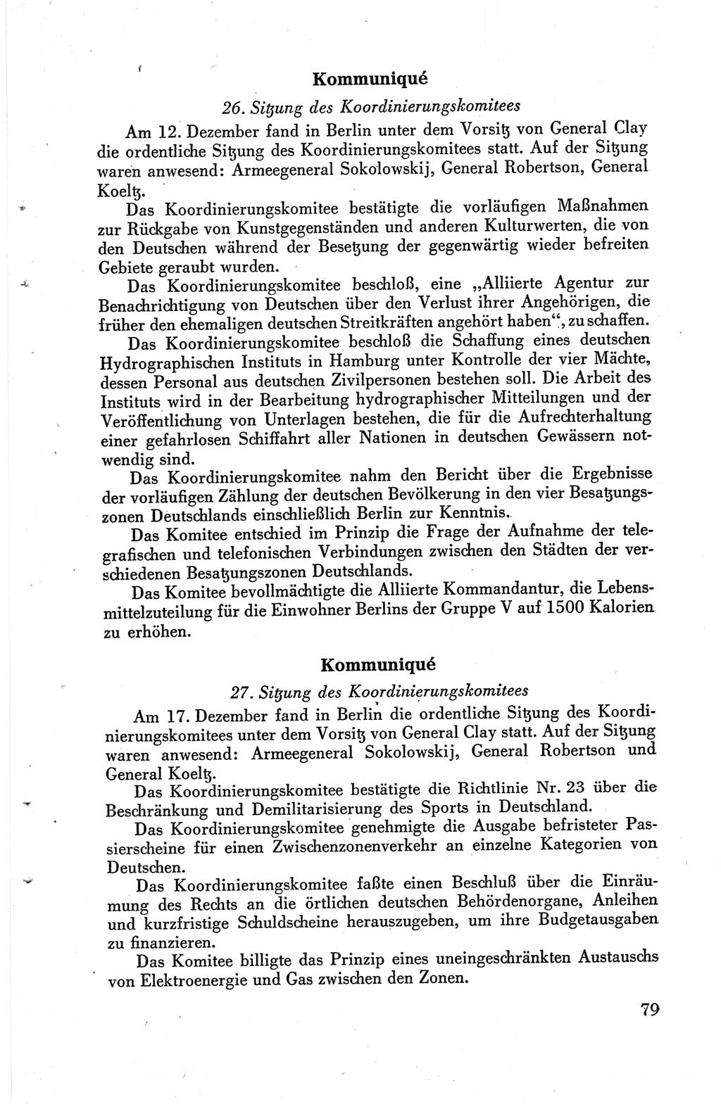 Die Berliner Konferenz der Drei Mächte - Der Alliierte Kontrollrat für Deutschland - Die Alliierte Kommandantur der Stadt Berlin, Kommuniqués, Deklarationen, Proklamationen, Gesetze, Befehle, Sammelheft 1 1945, Seite 79 (AKR Dtl., All. Kdtr. Bln., 1945, S. 79)