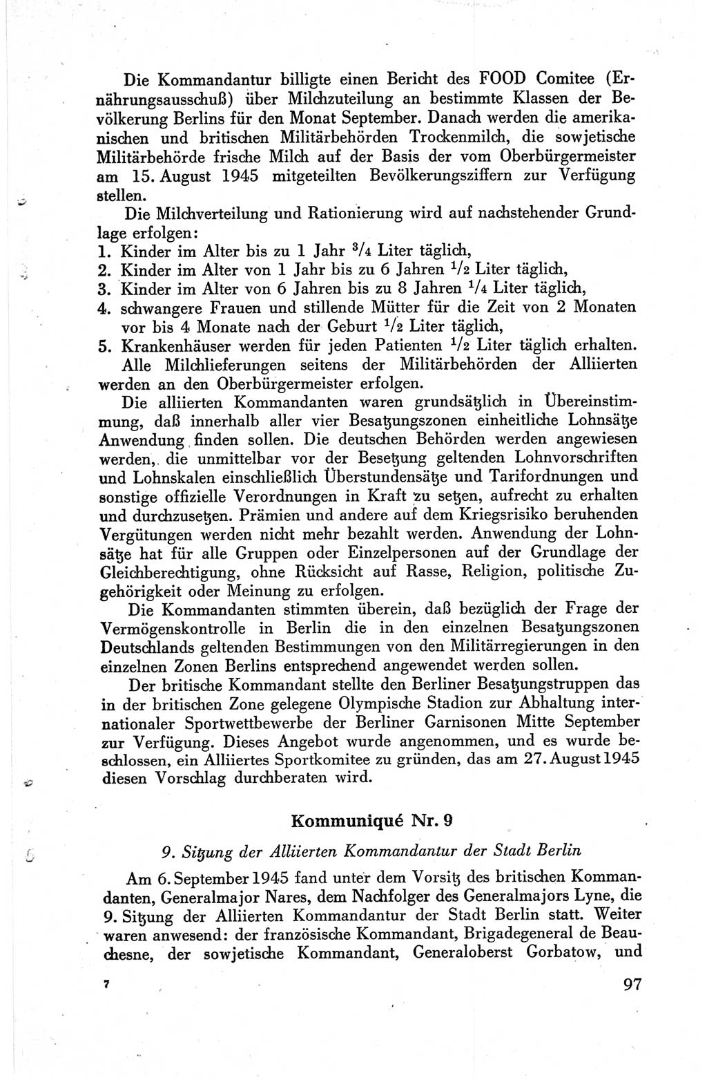 Die Berliner Konferenz der Drei Mächte - Der Alliierte Kontrollrat für Deutschland - Die Alliierte Kommandantur der Stadt Berlin, Kommuniqués, Deklarationen, Proklamationen, Gesetze, Befehle, Sammelheft 1 1945, Seite 97 (AKR Dtl., All. Kdtr. Bln., 1945, S. 97)