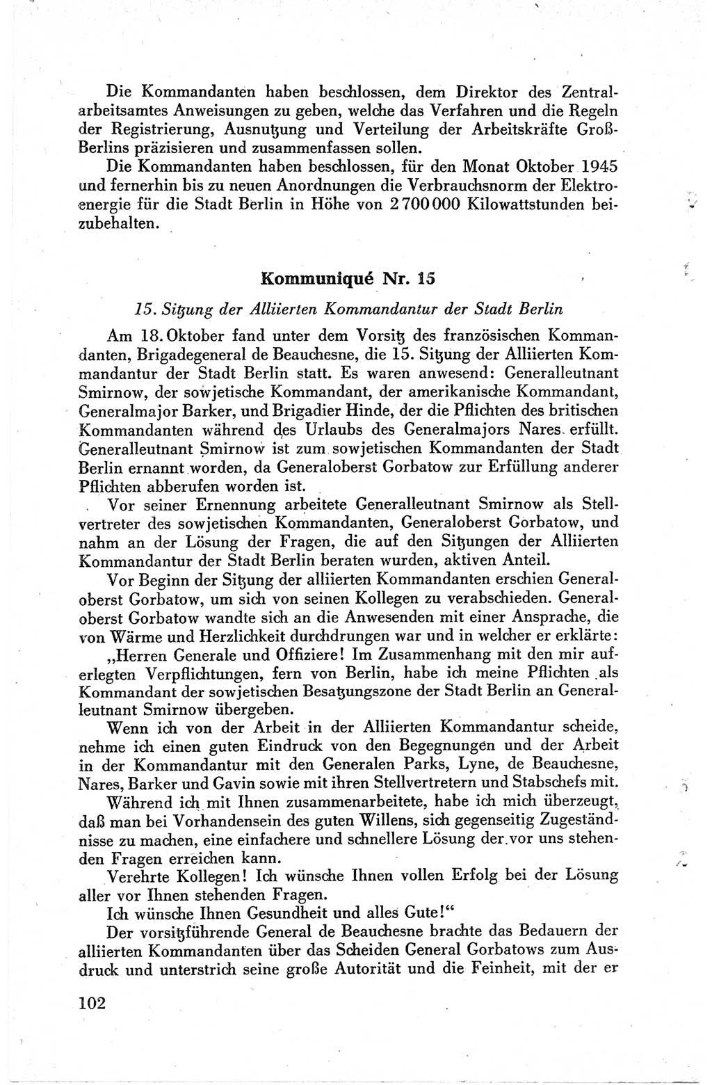 Die Berliner Konferenz der Drei Mächte - Der Alliierte Kontrollrat für Deutschland - Die Alliierte Kommandantur der Stadt Berlin, Kommuniqués, Deklarationen, Proklamationen, Gesetze, Befehle, Sammelheft 1 1945, Seite 102 (AKR Dtl., All. Kdtr. Bln., 1945, S. 102)