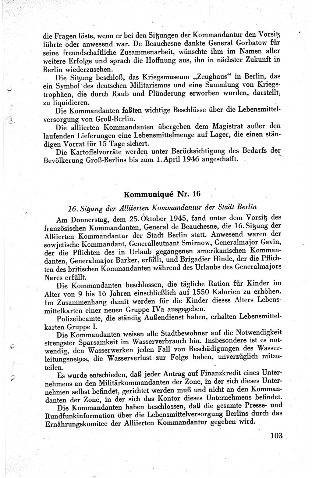 Die Berliner Konferenz der Drei Mächte - Der Alliierte Kontrollrat für Deutschland - Die Alliierte Kommandantur der Stadt Berlin, Kommuniqués, Deklarationen, Proklamationen, Gesetze, Befehle, Sammelheft 1 1945, Seite 103 (AKR Dtl., All. Kdtr. Bln., 1945, S. 103)
