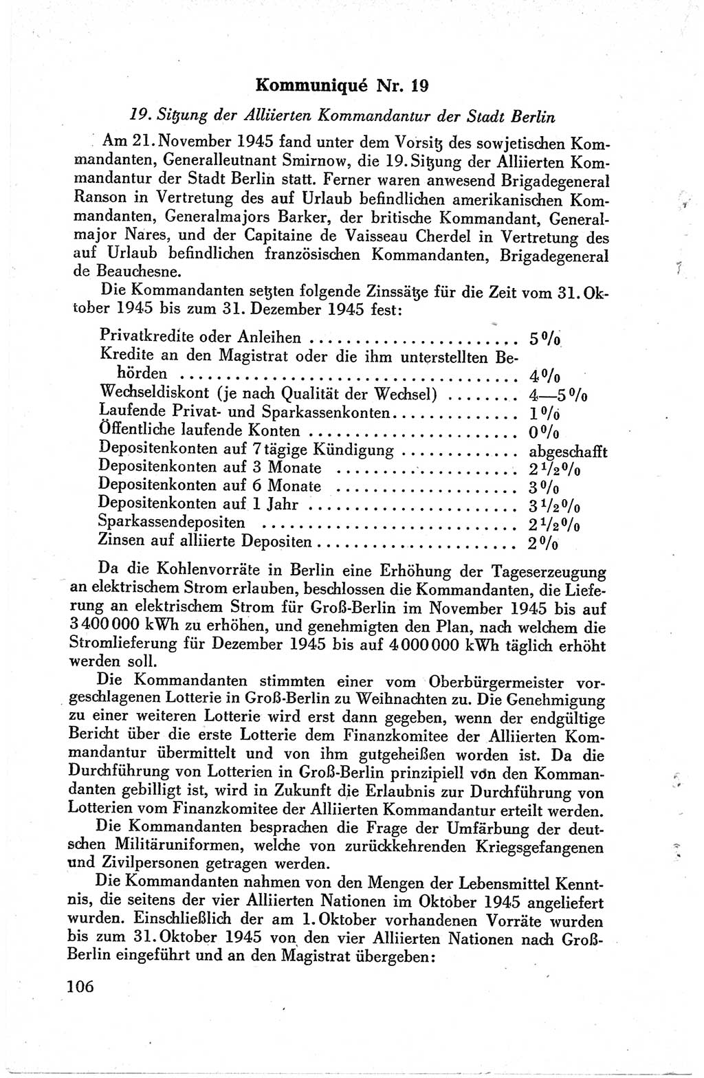 Die Berliner Konferenz der Drei Mächte - Der Alliierte Kontrollrat für Deutschland - Die Alliierte Kommandantur der Stadt Berlin, Kommuniqués, Deklarationen, Proklamationen, Gesetze, Befehle, Sammelheft 1 1945, Seite 106 (AKR Dtl., All. Kdtr. Bln., 1945, S. 106)