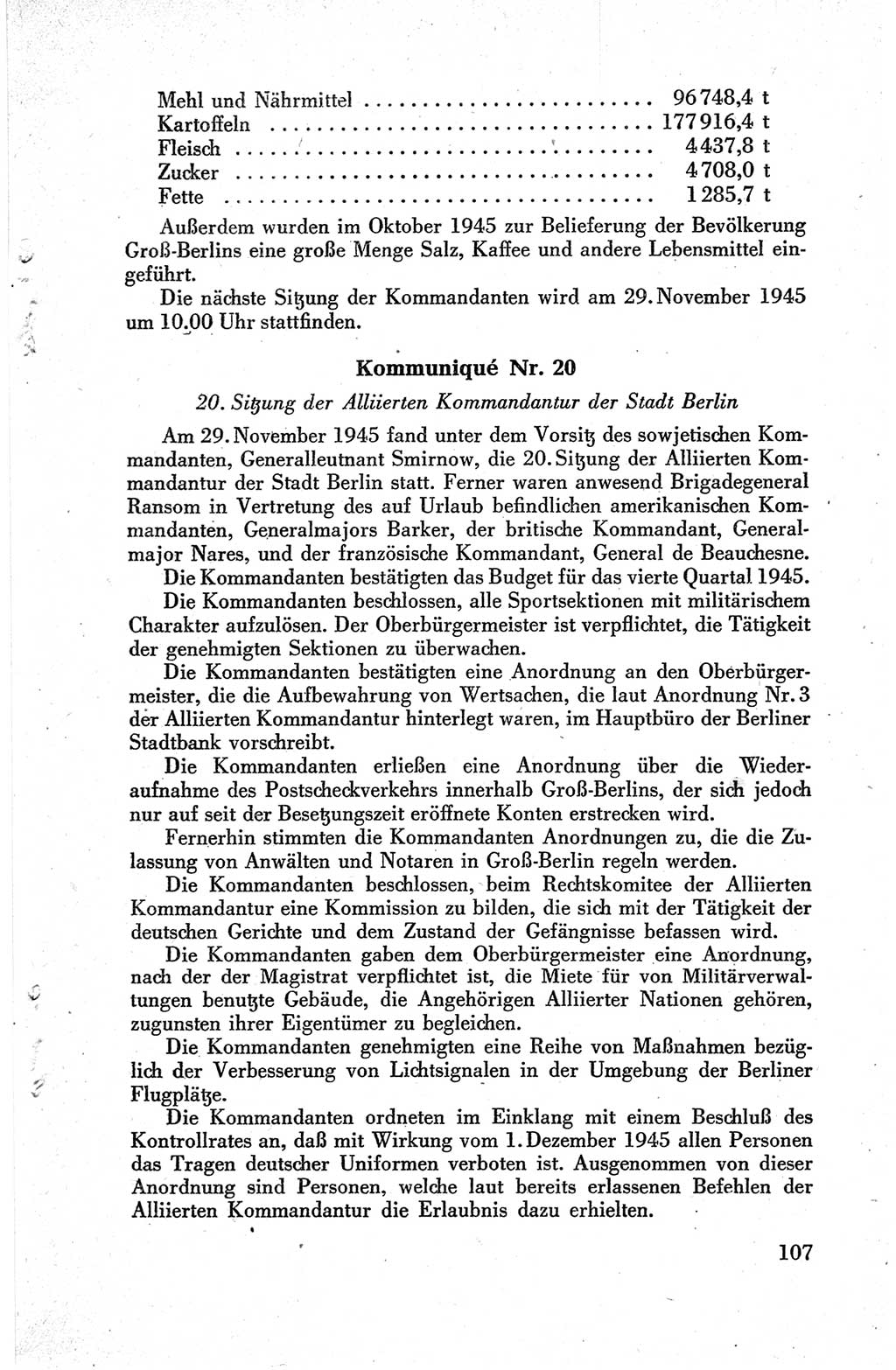 Die Berliner Konferenz der Drei Mächte - Der Alliierte Kontrollrat für Deutschland - Die Alliierte Kommandantur der Stadt Berlin, Kommuniqués, Deklarationen, Proklamationen, Gesetze, Befehle, Sammelheft 1 1945, Seite 107 (AKR Dtl., All. Kdtr. Bln., 1945, S. 107)