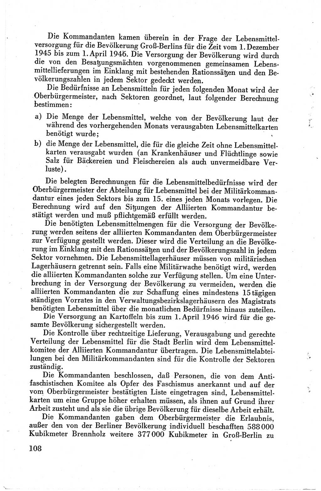 Die Berliner Konferenz der Drei Mächte - Der Alliierte Kontrollrat für Deutschland - Die Alliierte Kommandantur der Stadt Berlin, Kommuniqués, Deklarationen, Proklamationen, Gesetze, Befehle, Sammelheft 1 1945, Seite 108 (AKR Dtl., All. Kdtr. Bln., 1945, S. 108)