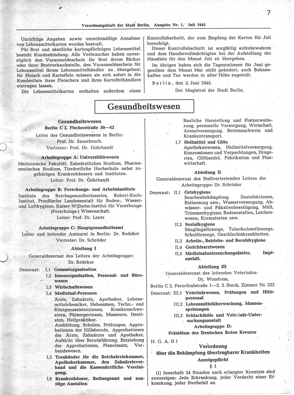 Verordnungsblatt (VOBl.) der Stadt Berlin 1945, Seite 7 (VOBl. Bln. 1945, S. 7)