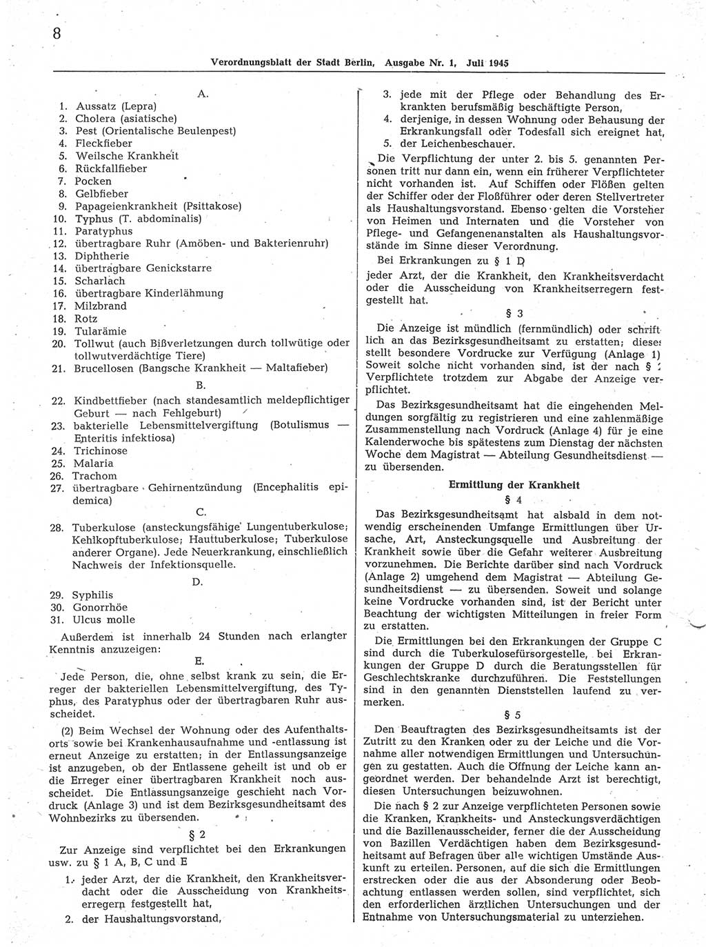 Verordnungsblatt (VOBl.) der Stadt Berlin 1945, Seite 8 (VOBl. Bln. 1945, S. 8)