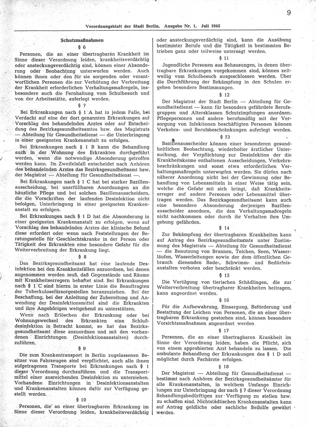 Verordnungsblatt (VOBl.) der Stadt Berlin 1945, Seite 9 (VOBl. Bln. 1945, S. 9)