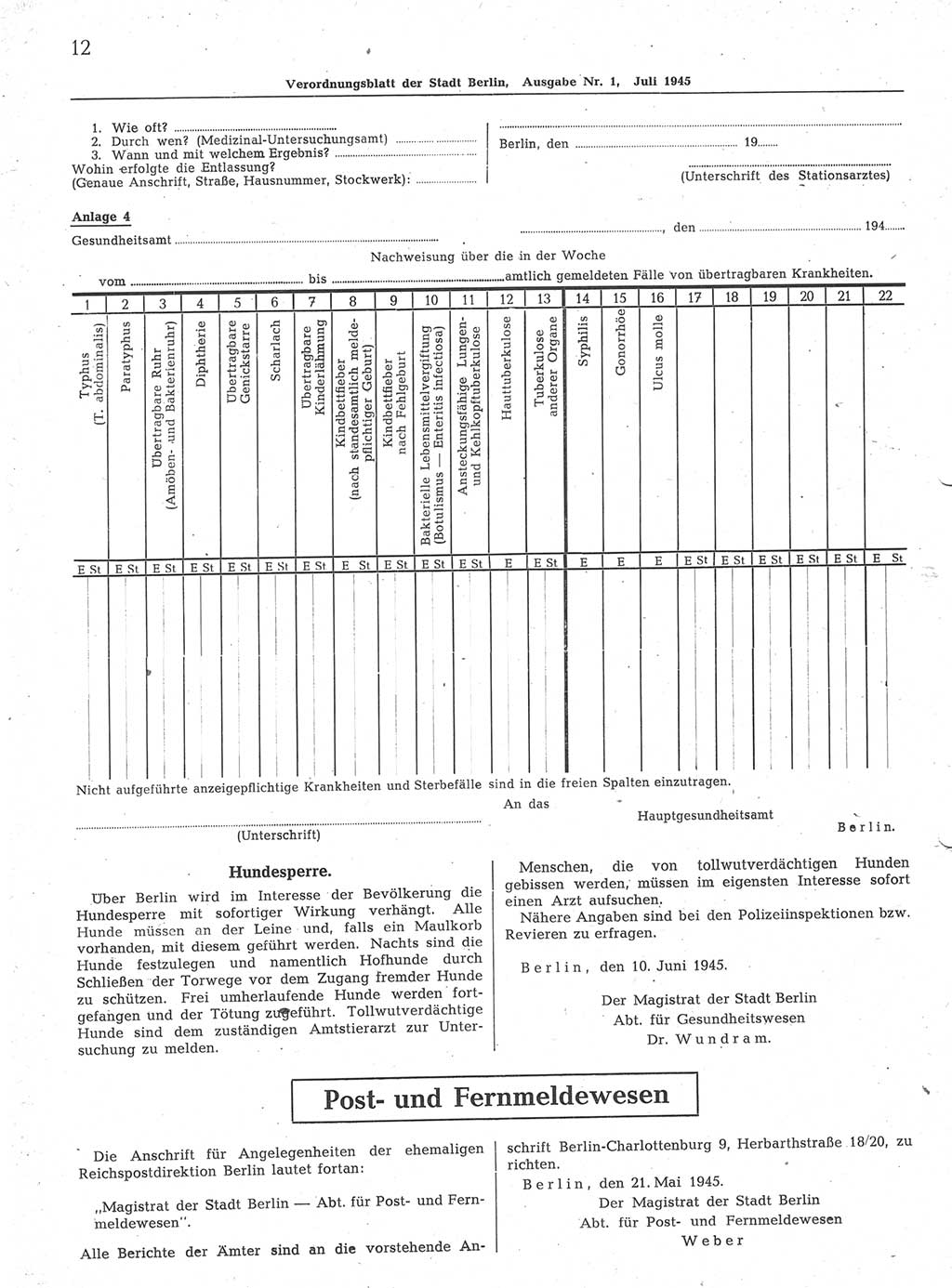 Verordnungsblatt (VOBl.) der Stadt Berlin 1945, Seite 12 (VOBl. Bln. 1945, S. 12)