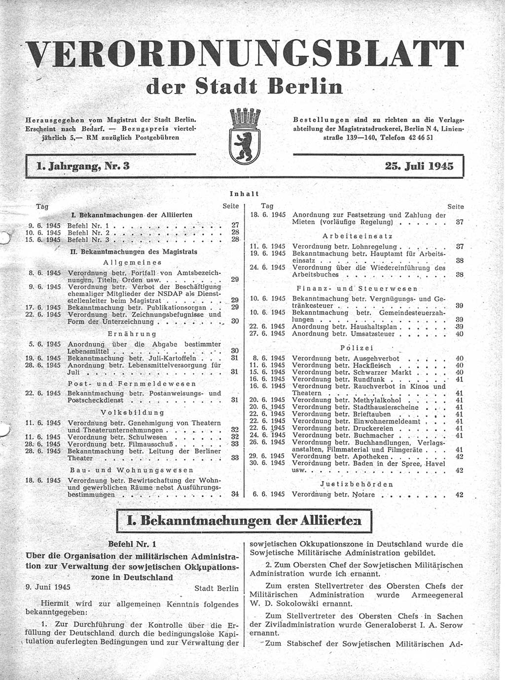 Verordnungsblatt (VOBl.) der Stadt Berlin 1945, Seite 27 (VOBl. Bln. 1945, S. 27)