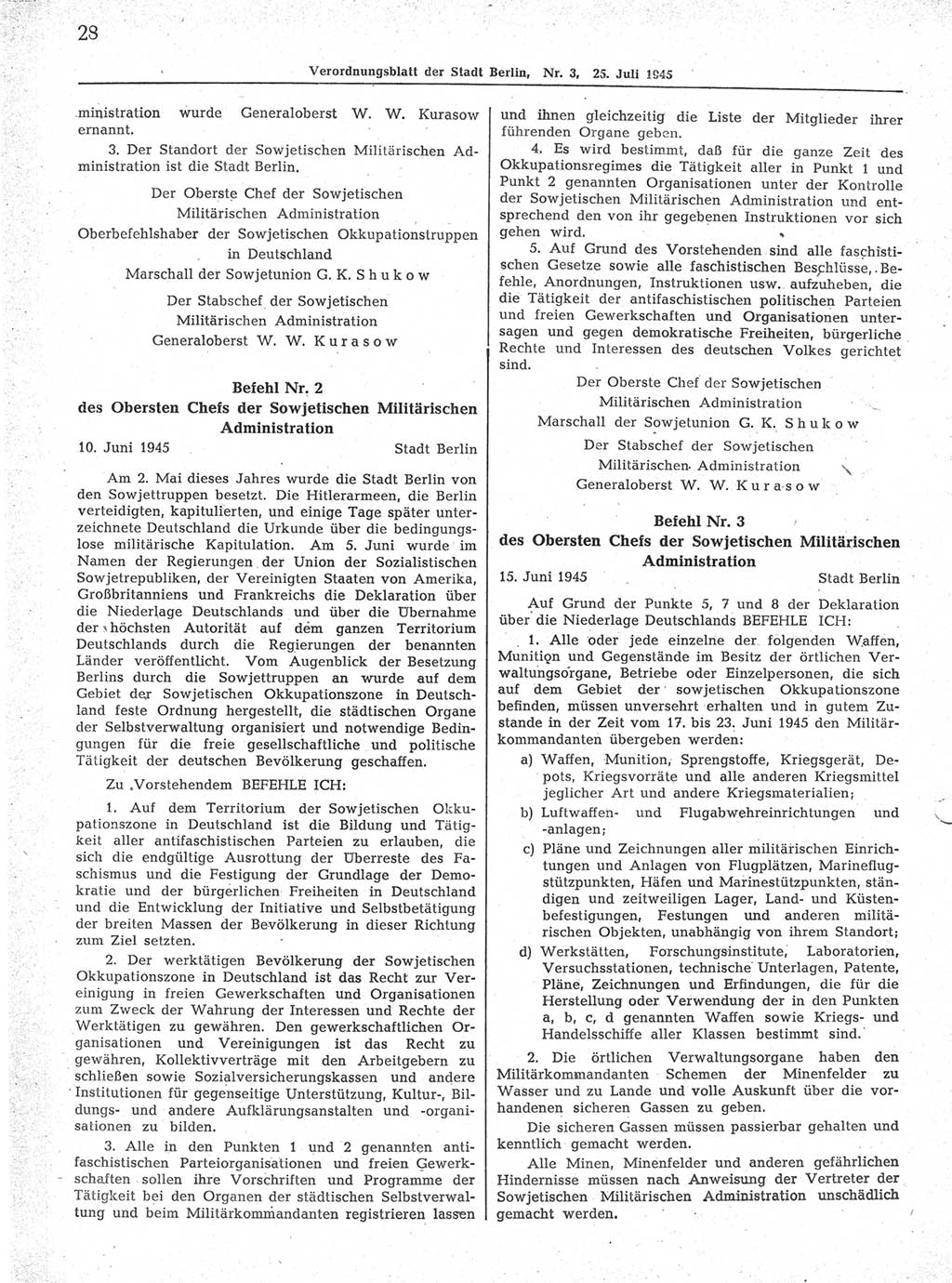 Verordnungsblatt (VOBl.) der Stadt Berlin 1945, Seite 28 (VOBl. Bln. 1945, S. 28)