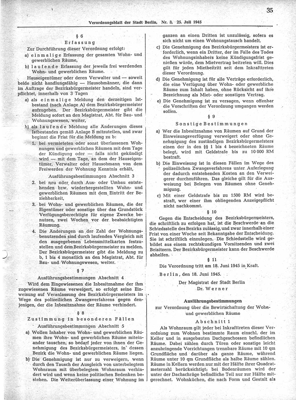 Verordnungsblatt (VOBl.) der Stadt Berlin 1945, Seite 35 (VOBl. Bln. 1945, S. 35)
