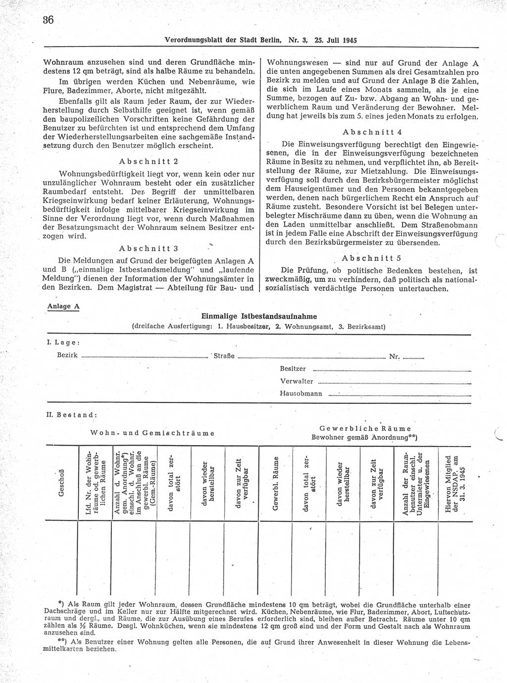 Verordnungsblatt (VOBl.) der Stadt Berlin 1945, Seite 36 (VOBl. Bln. 1945, S. 36)