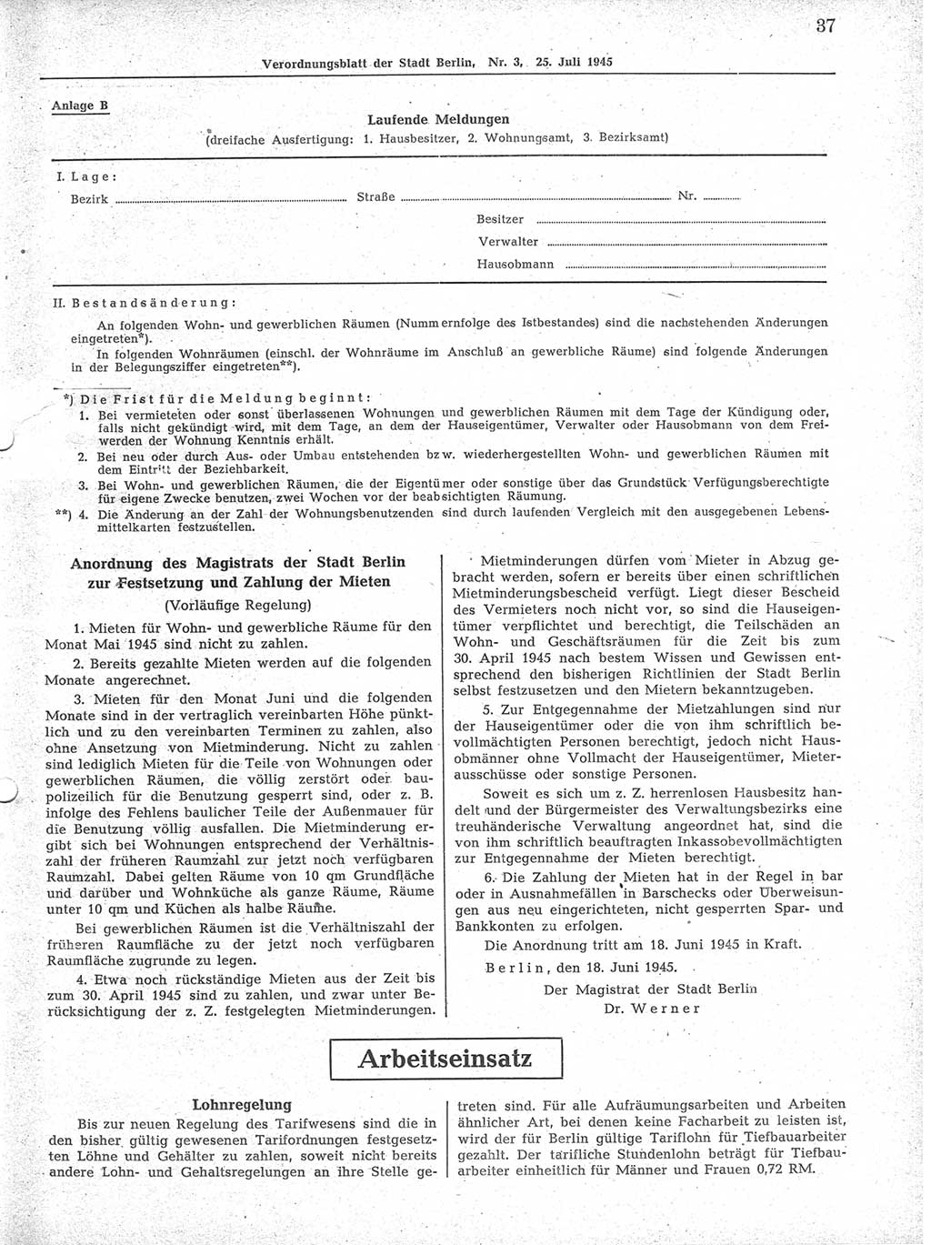 Verordnungsblatt (VOBl.) der Stadt Berlin 1945, Seite 37 (VOBl. Bln. 1945, S. 37)