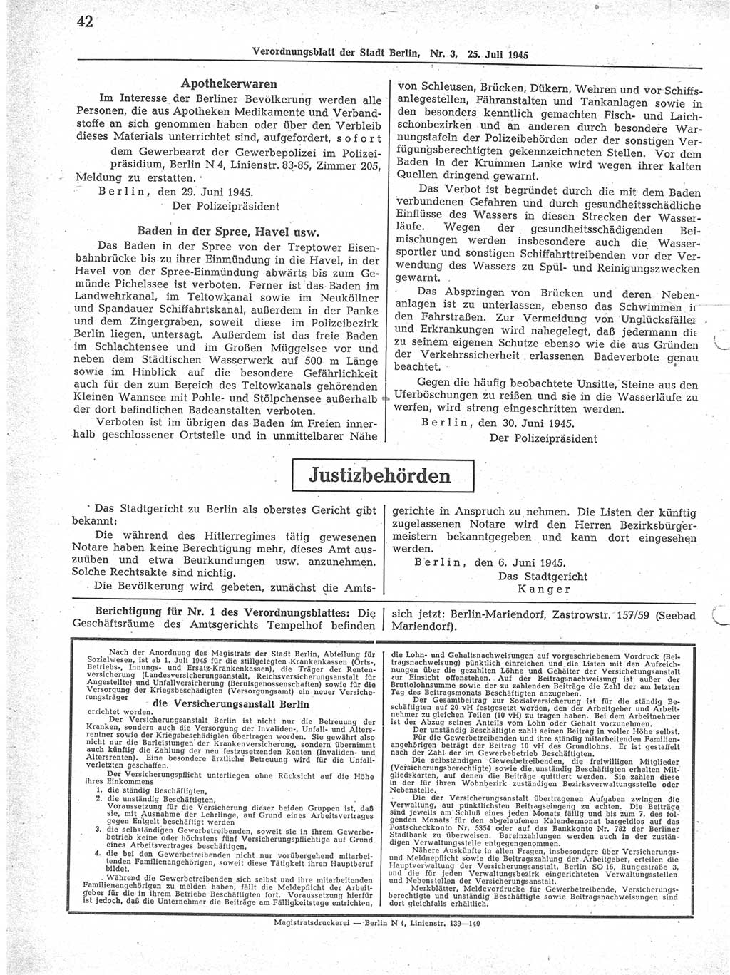 Verordnungsblatt (VOBl.) der Stadt Berlin 1945, Seite 42 (VOBl. Bln. 1945, S. 42)