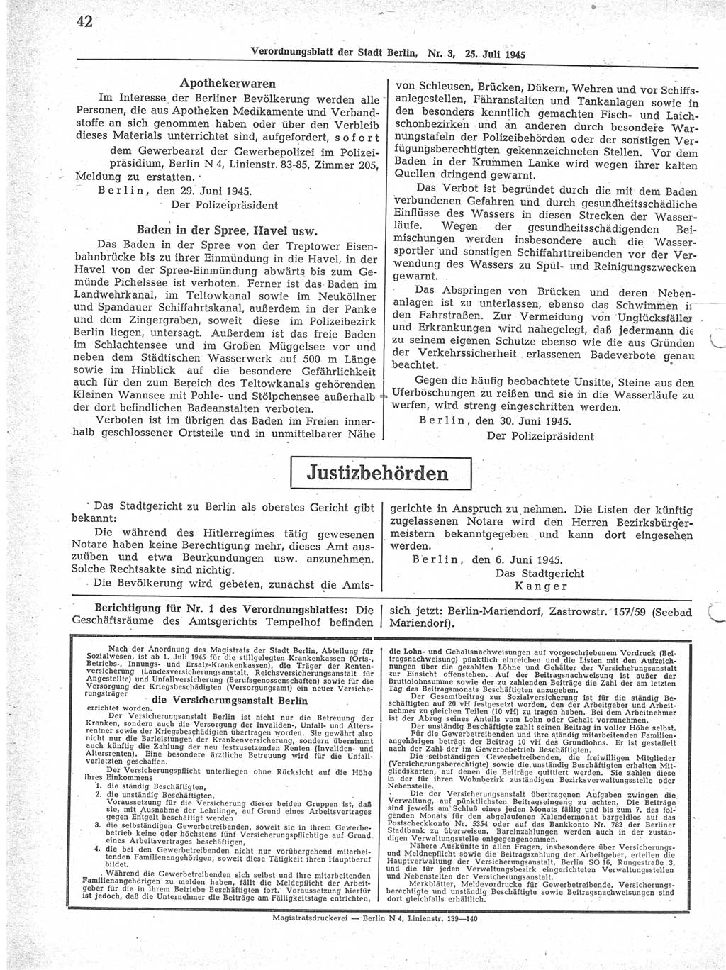 Verordnungsblatt (VOBl.) der Stadt Berlin 1945, Seite 42 (VOBl. Bln. 1945, S. 42)