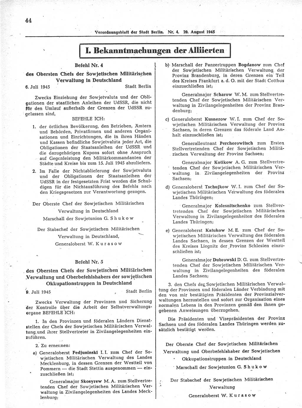 Verordnungsblatt (VOBl.) der Stadt Berlin 1945, Seite 44 (VOBl. Bln. 1945, S. 44)