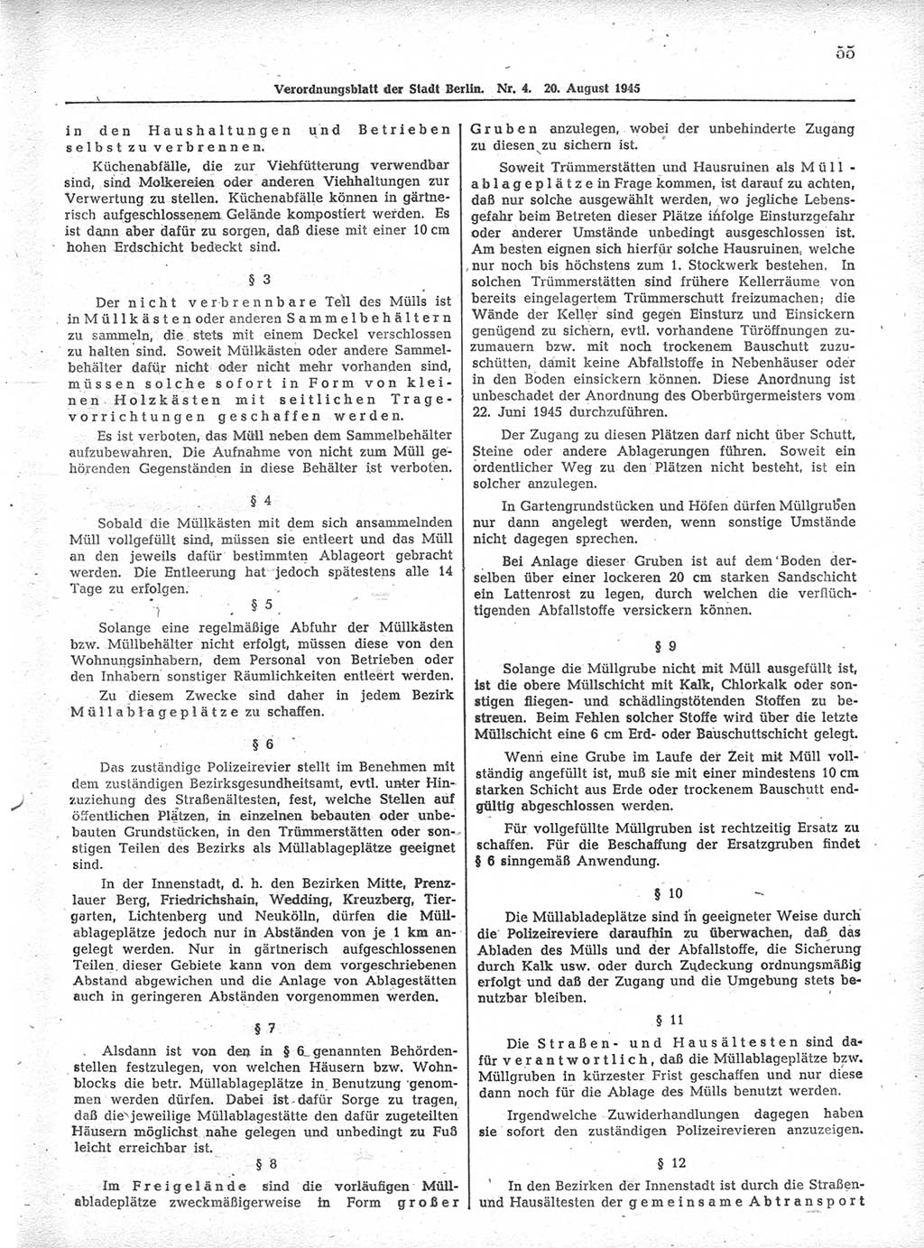 Verordnungsblatt (VOBl.) der Stadt Berlin 1945, Seite 55 (VOBl. Bln. 1945, S. 55)