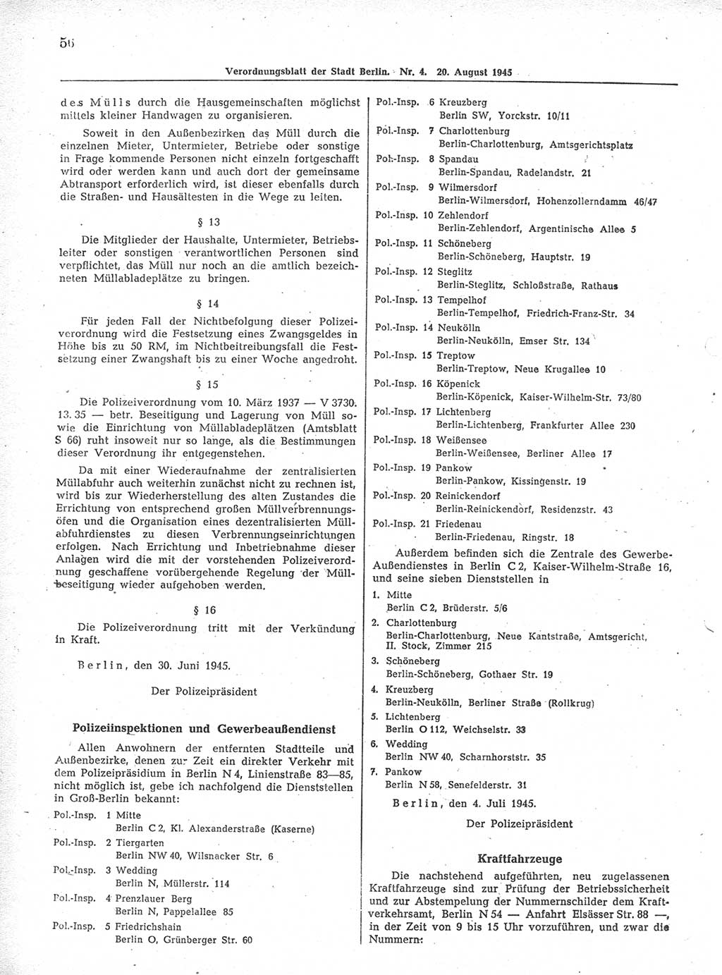 Verordnungsblatt (VOBl.) der Stadt Berlin 1945, Seite 56 (VOBl. Bln. 1945, S. 56)