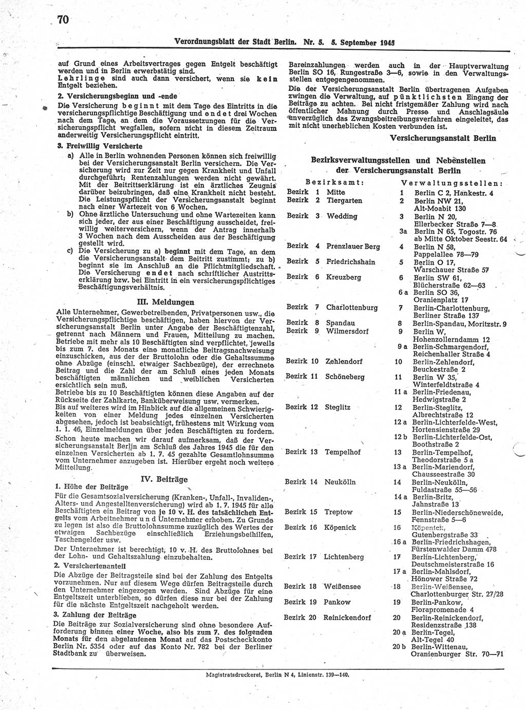Verordnungsblatt (VOBl.) der Stadt Berlin 1945, Seite 70 (VOBl. Bln. 1945, S. 70)